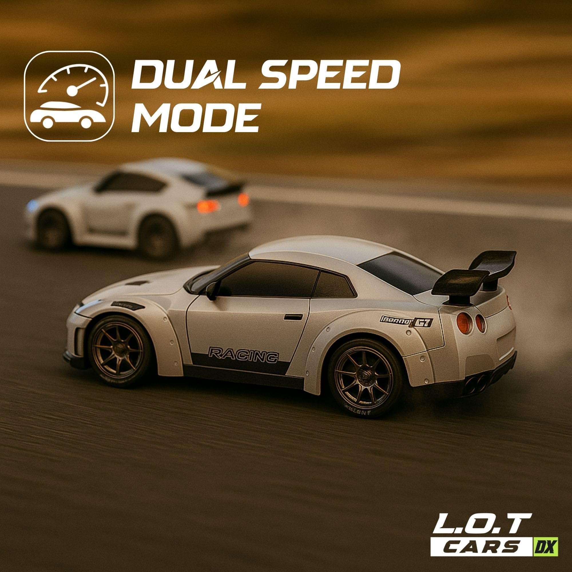 L.O.T TOYS Flare Remote Control Car | 20Kmph, 2.4Ghz | Rc Drifting Car, Rc Car, Birthday Gift, 4 Wheel Drive, Boost Mode, Long Range Remote, Hard Plastic Top with LED Head Light (Race Grey) 6