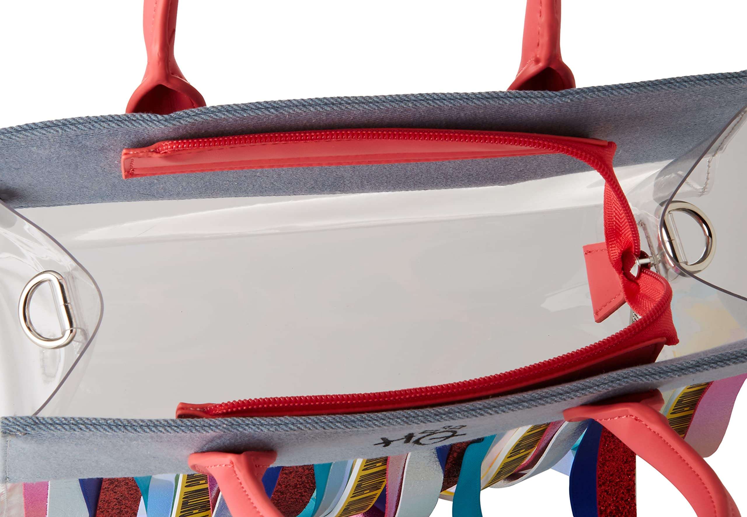 Loungefly x Birds of Prey Harley Quinn Caution Tape Fringe Crossbody Bag (One Size, Clear/Multi) 6