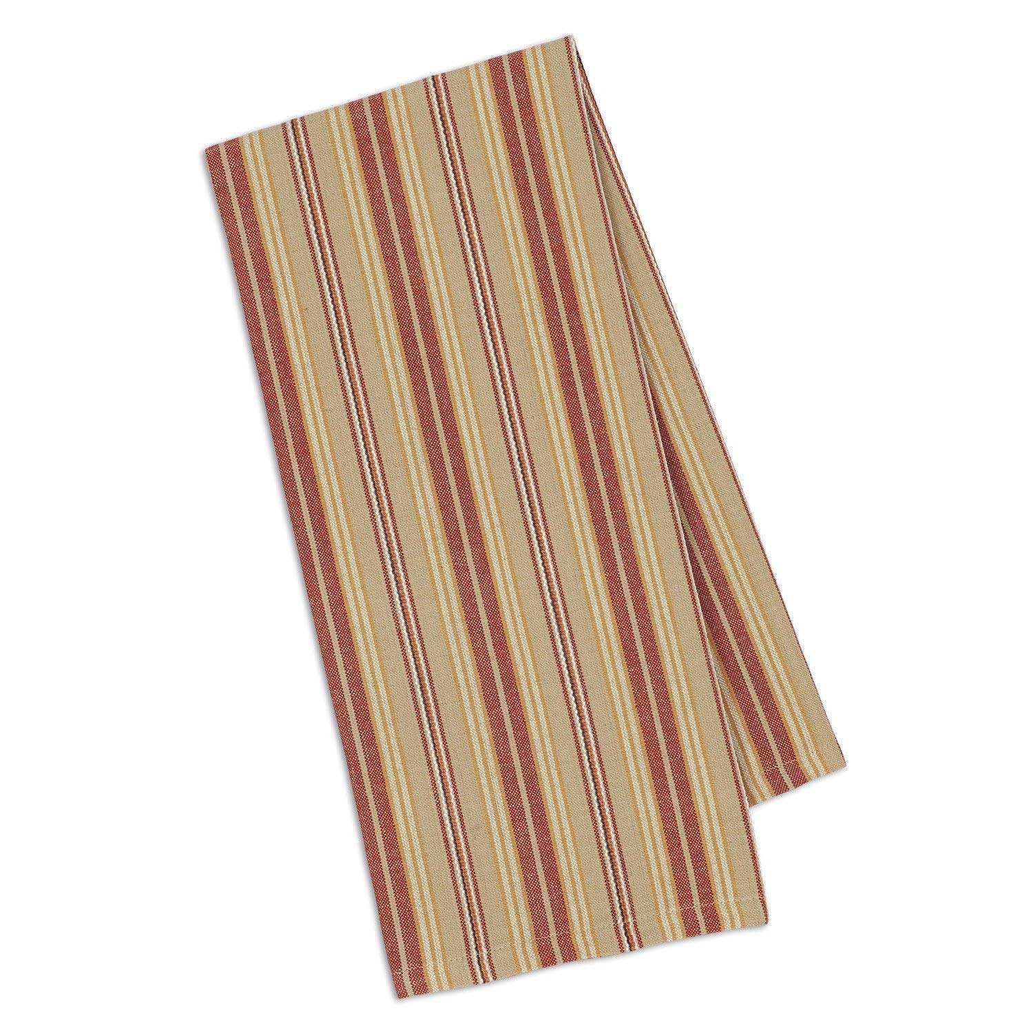 DII Design Imports Fall Themed Harvest Ticking Stripes and Harvest Vines Towel Bundle 4