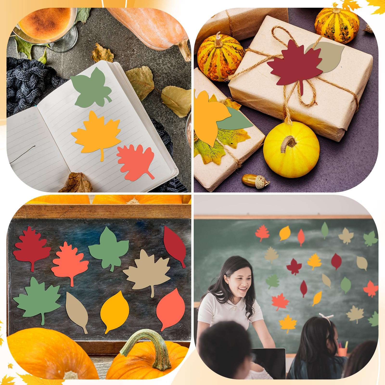 Hillban 125 Pcs Paper Fall Leaves Die Cuts Bulk Autumn Leaf Cutout Thanksgiving Autumn Leaves Decoration Multicolor Mixed Autumn Leaves for Fall Bulletin Board and Craft Projects Party Decor 5