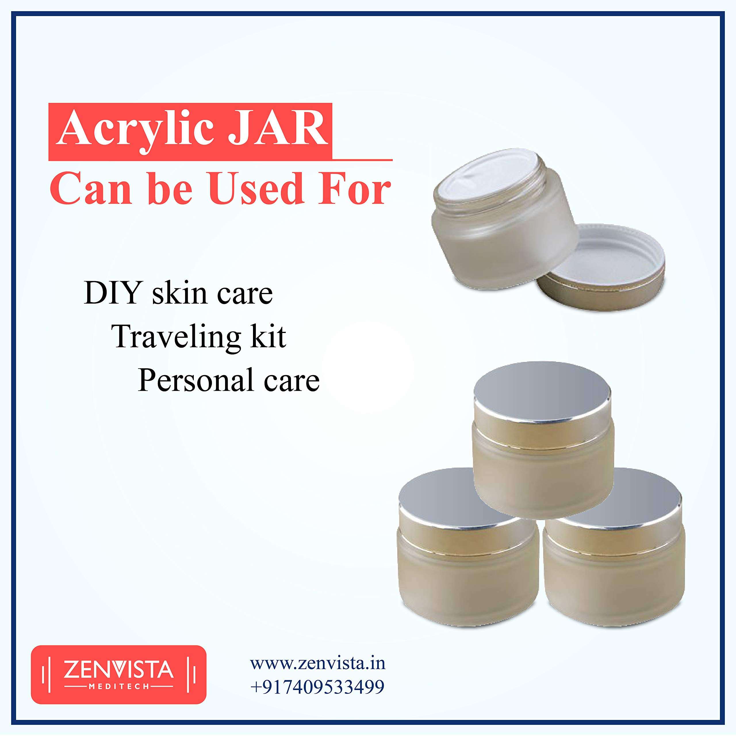 Acrylic Cosmetics Containers Pack of 5,DIY Cosmetics,Skin Care,Gifting,Re Usable,Travel Friendly 6