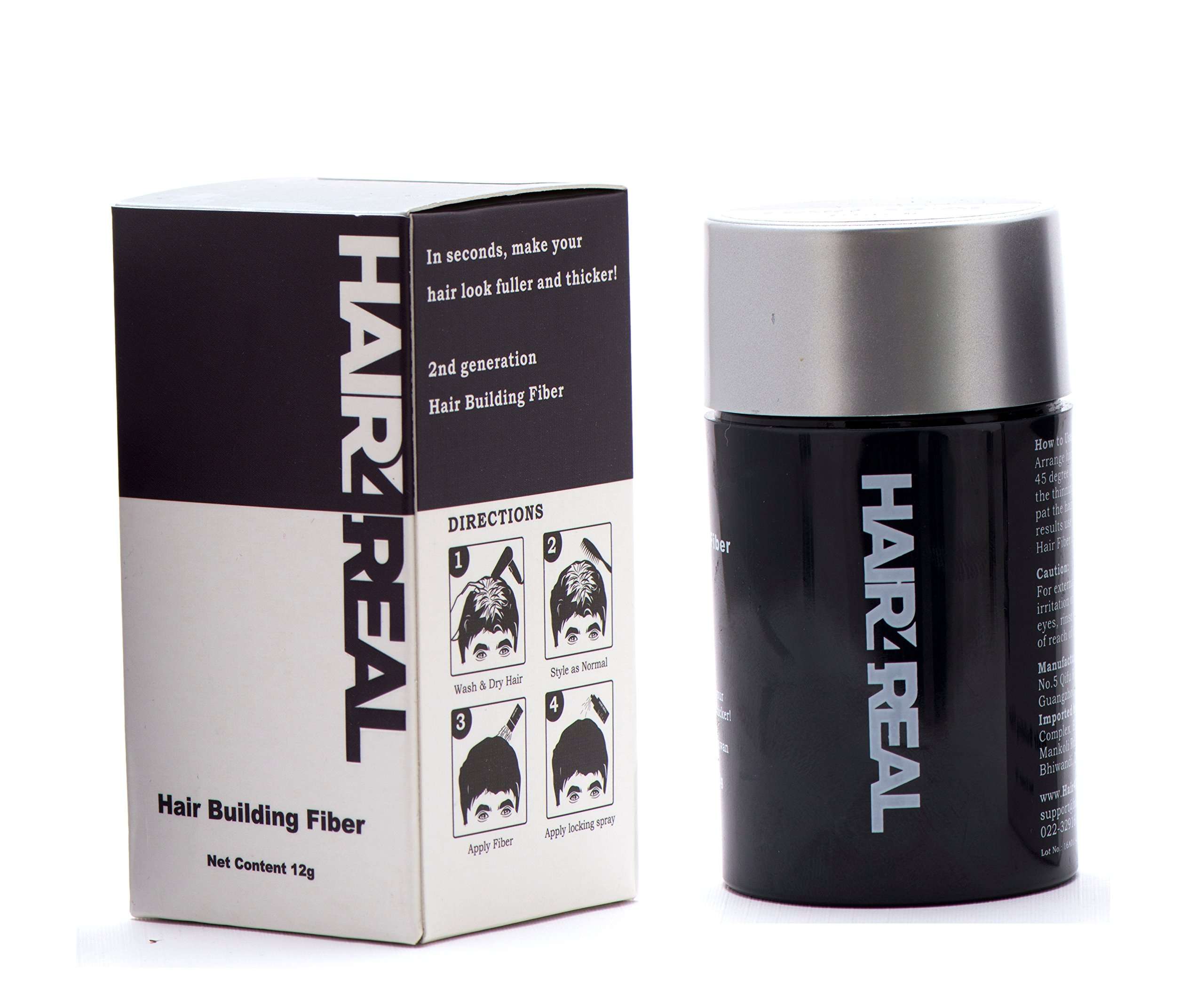 Hair4Real Hair Thickening Fiber, Black, 12 g (Pack of 2) 3