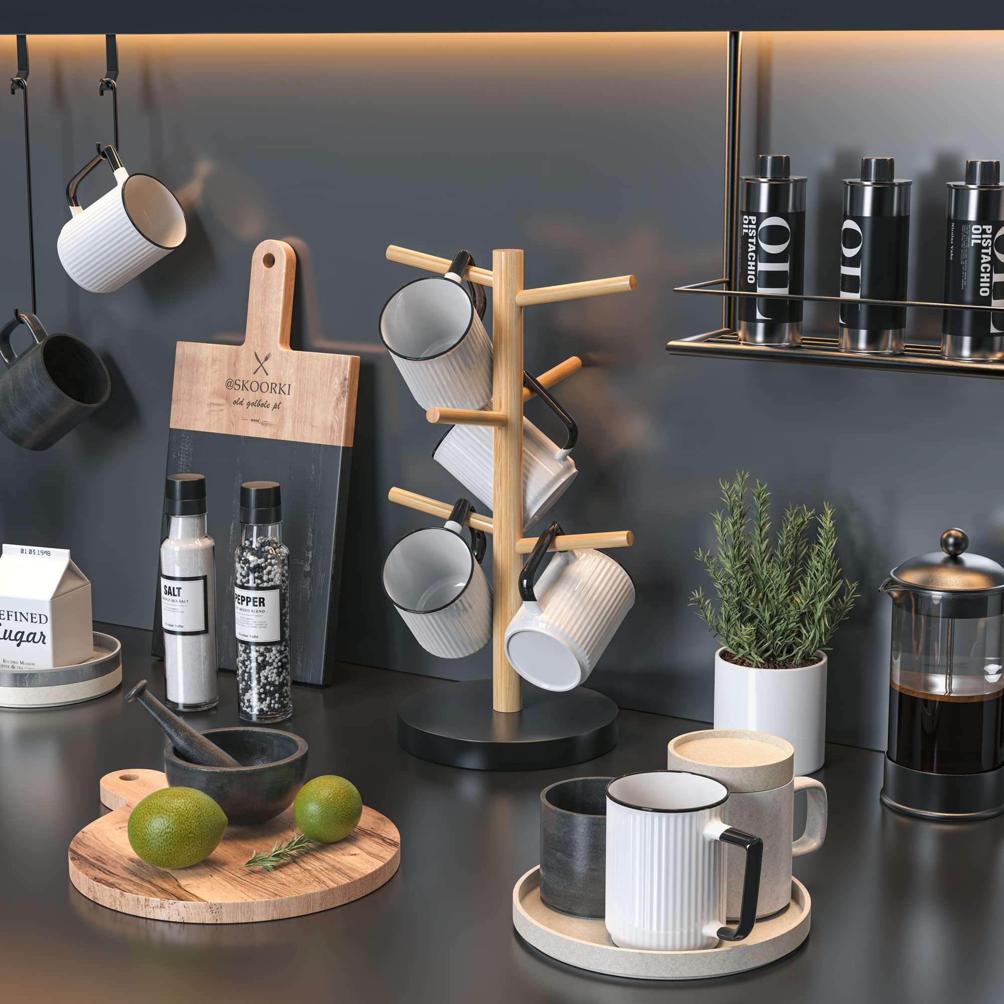 Wisuce Bamboo Mug Holder Tree, Thicker Base Coffee Cup Holder Stand for Counter, Mug Rack with 6 Hooks 2