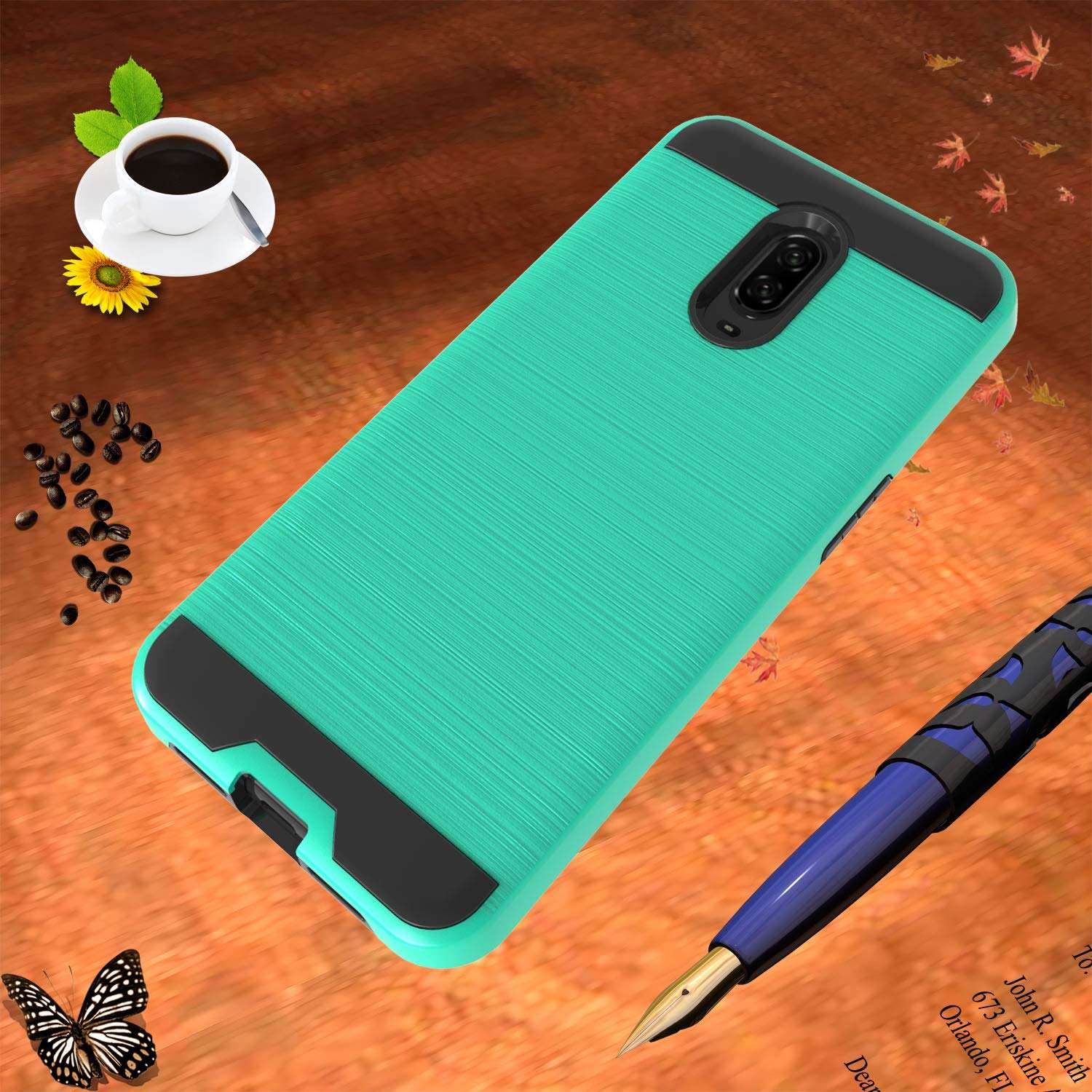 Wtiaw:OnePlus 6T Case,OnePlus 6T McLaren Case,1+6t Case(2018),OnePlus 7 Case,OnePlus 7 Phone Cases,OnePlus 6T Phone Cases,Brushed Metal Texture Dual Layer Defender Case for One Plus 6T-CL Mint 4