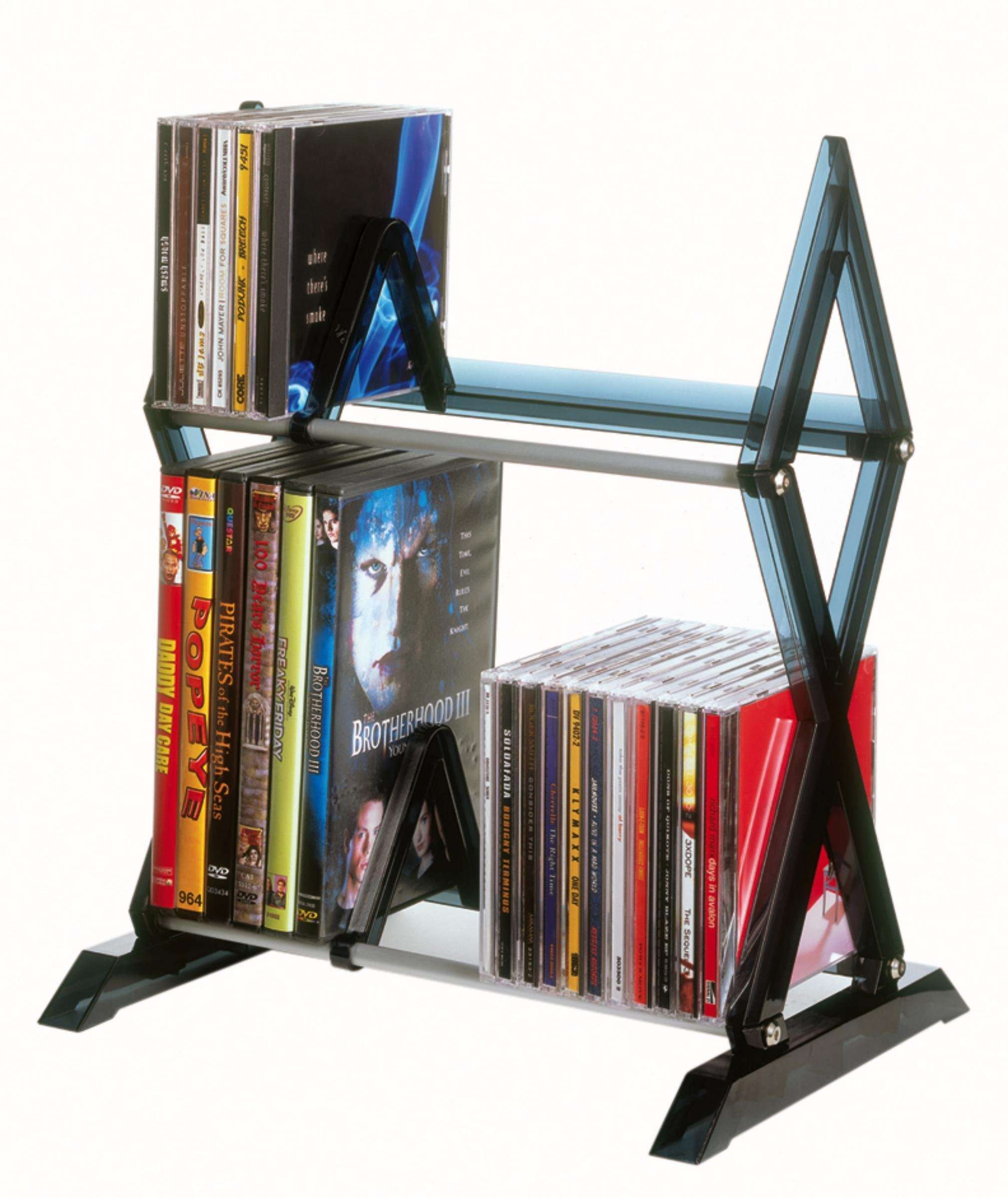 Atlantic Mitsu 2-Tier Media Rack - 52 CDs or 36 DVD/BluRay/Games in Clear Smoke Finish, PN64835193 1