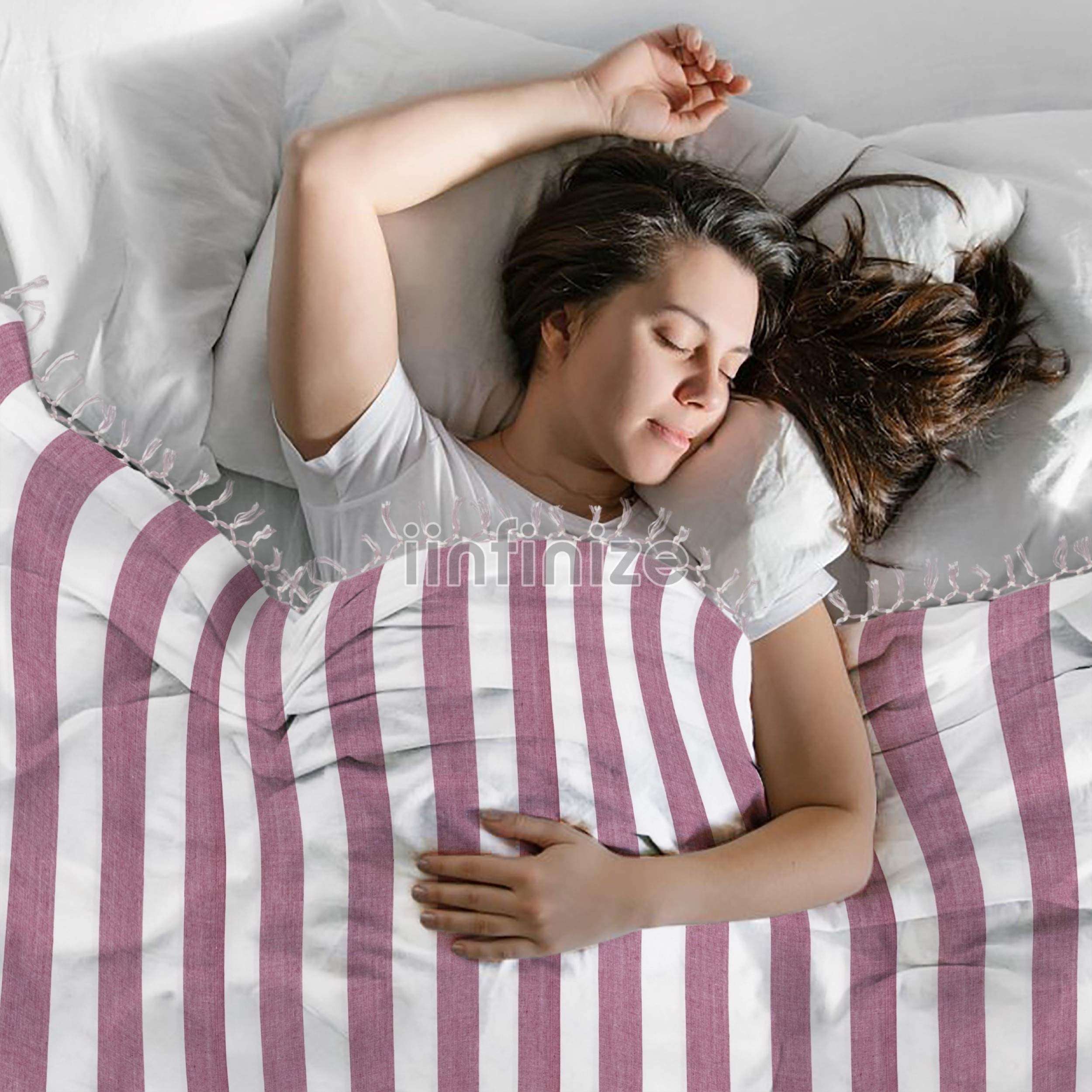 iinfinize Luxurious Cotton Chadar Bohemian Handloom Chadar Bedding Bedspread Chadar Long Lasting Authenthic Chadar | 50X90 Inch | White & Peach 1