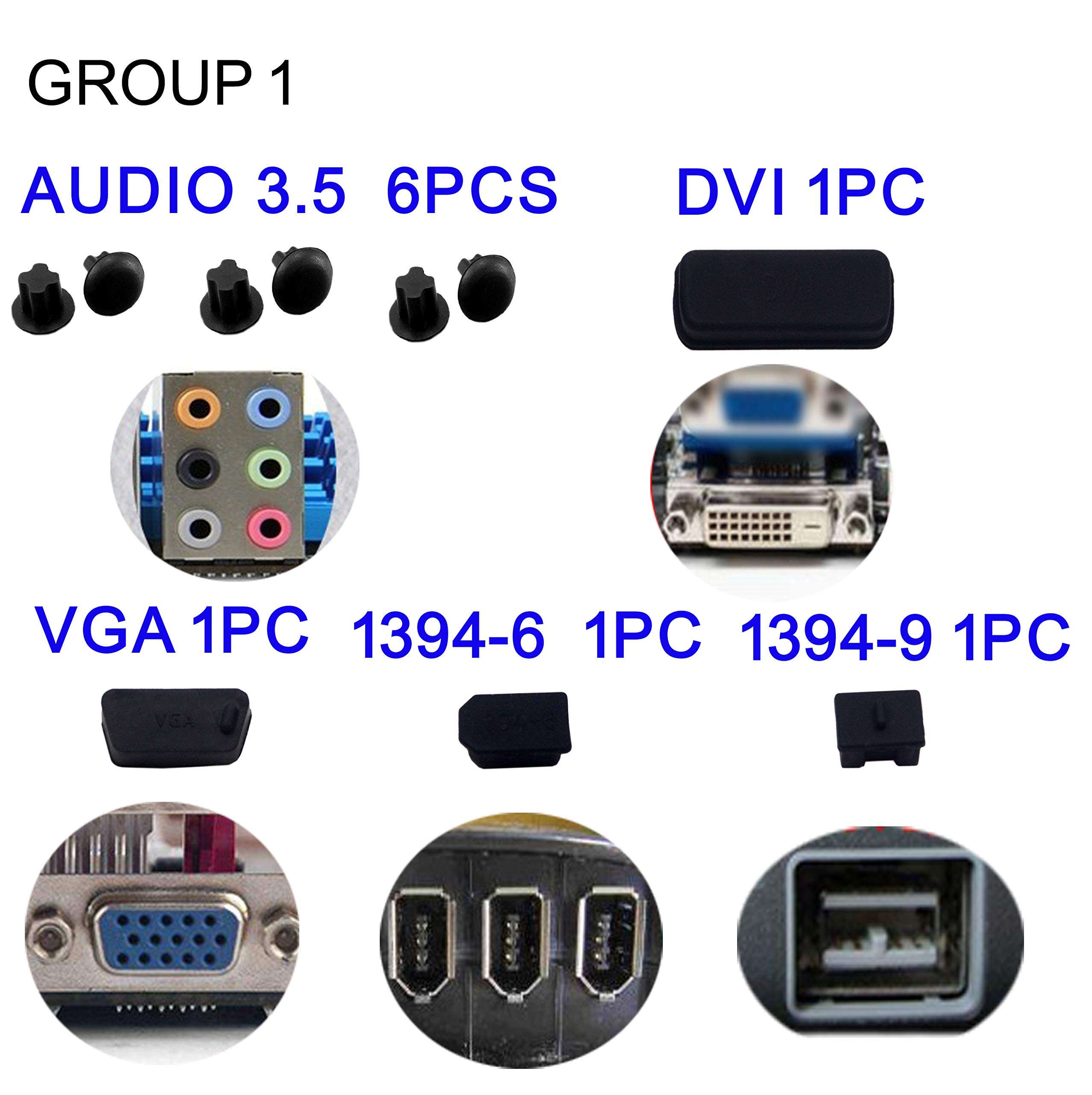 LAMPVPATH 36 PCS Anti-dust Plugs Computer Port Dust Plugs, 19 Types of Computer Laptop Port Dust Covers Stoppers for Computer PC Laptop(36 PCS in 19 Types)-DO NOT Fit MacBook 3