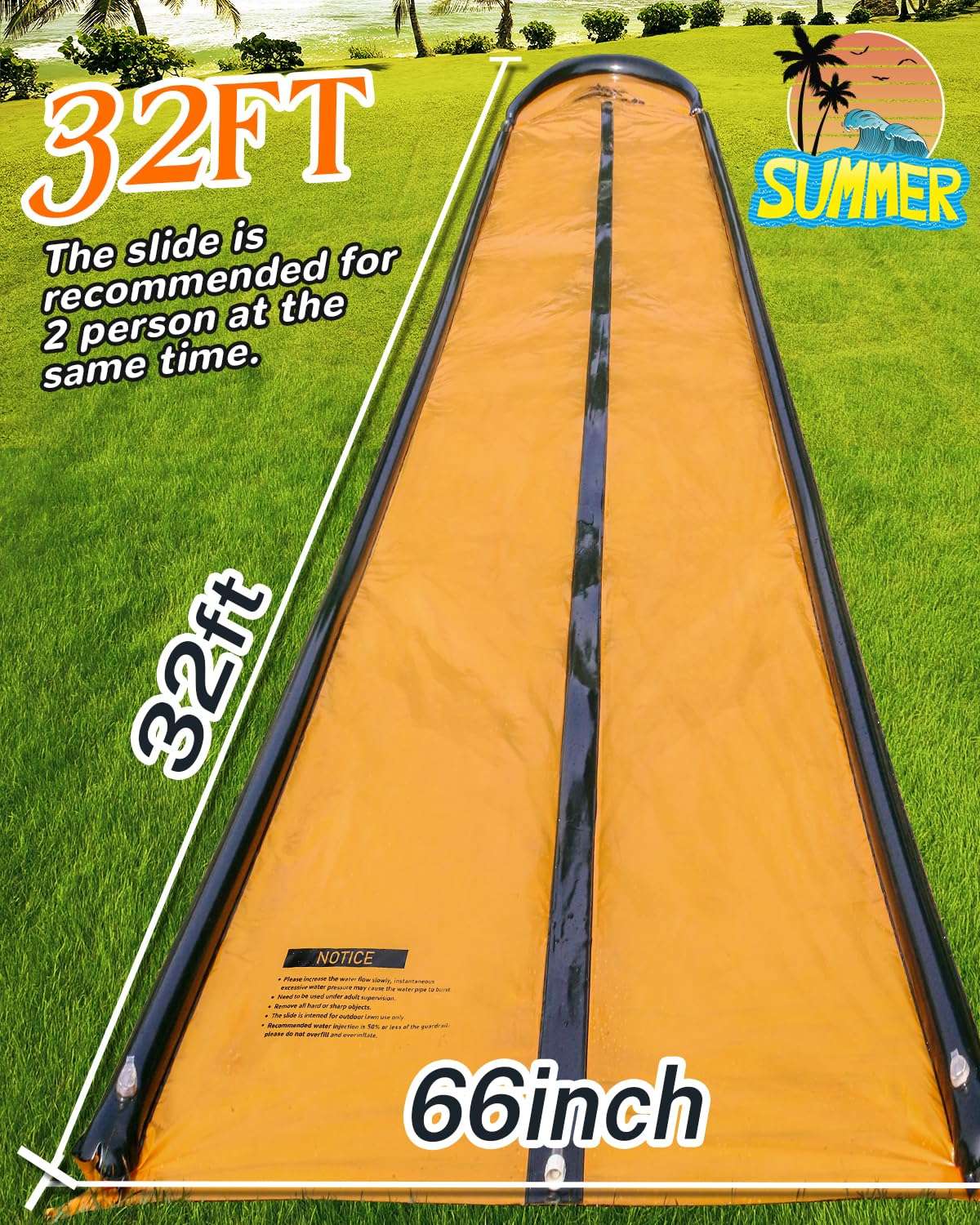 Slip Water and Slide for Kids Adults, Extra Long Backyard Water Slide with Pool and 2 Inflatable Bodyboards, Summer Outdoor Games Water Toys 6