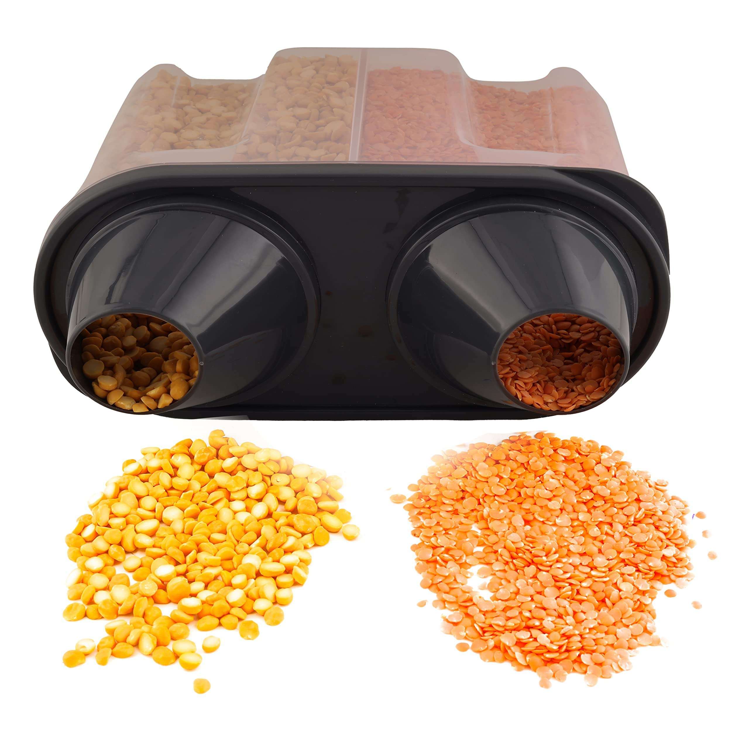 KASBA 2 in 1 Food Travel Small Space Airtight Containers for Kitchen, BPA-Free, Storage Plastic Jar for Dal/Rice/Pasta/Atta/with Lids, Measuring Cups (Brown) 6