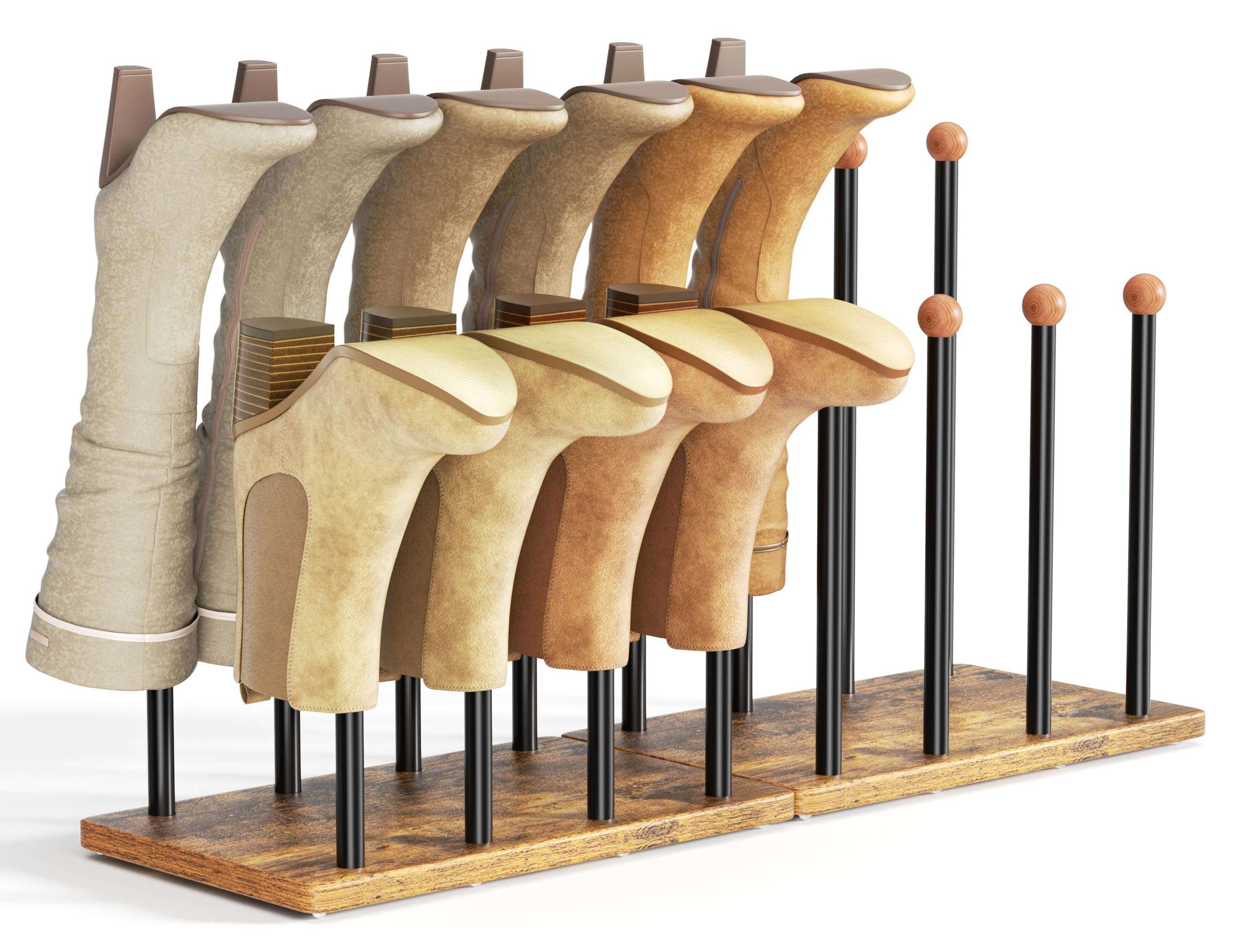 pickpiff Boot Rack 8-Pair with Cedar Balls 16.4'' Tall Shoe Organizer Free standing Metal Holder with Wood Base 1