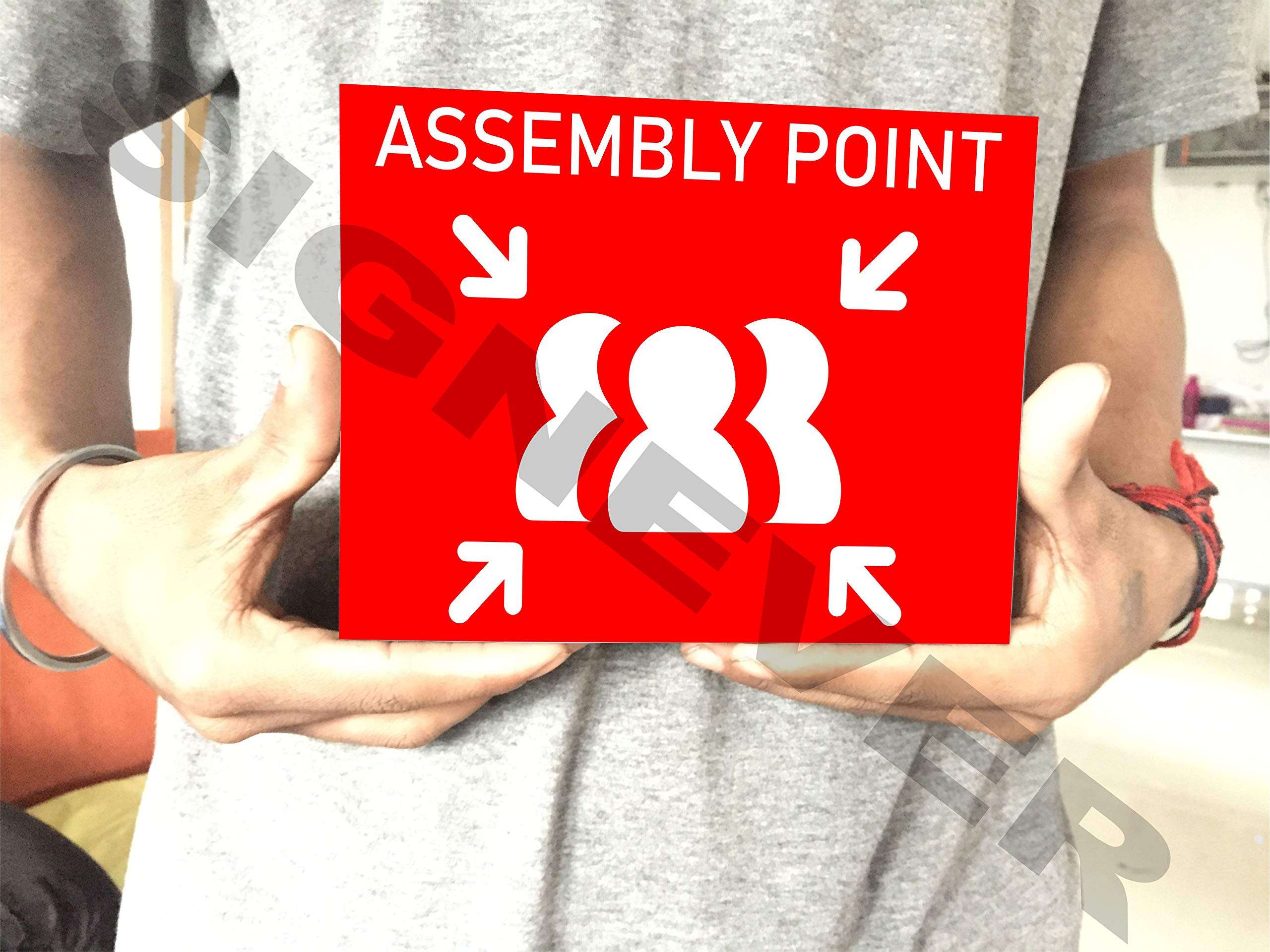 SIGN EVER Assembly Point Sign Board For School College Office Bank Shopping Mall Commercial Blue Sign Board L x H 22.00 Cm 16.00 Cm Pack Of 1 2