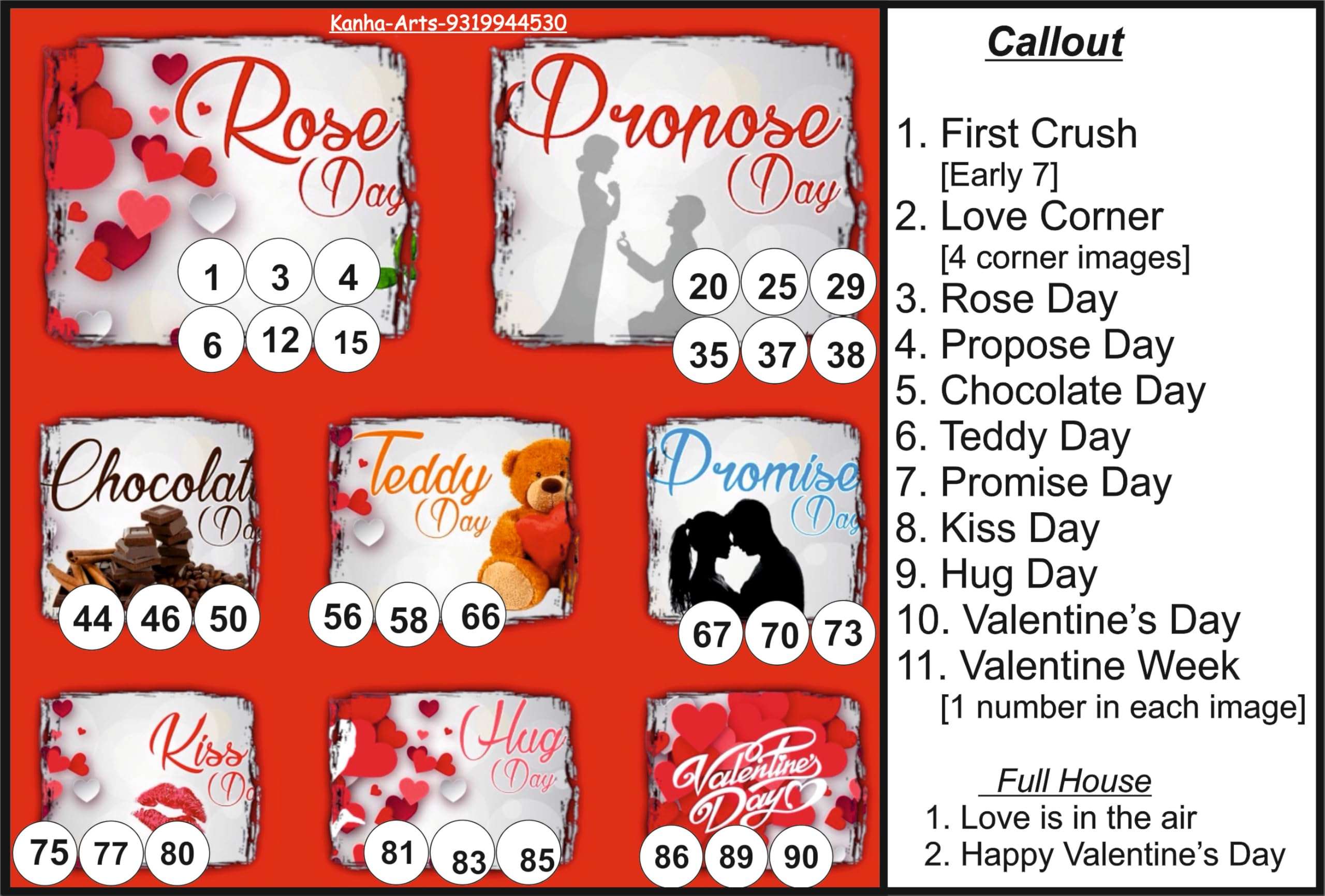 Kanha Arts Winter Wonderland Tambola & Valentine's Tambola Durable Hard Card Sheet Material for Interactive Learning & Play 4