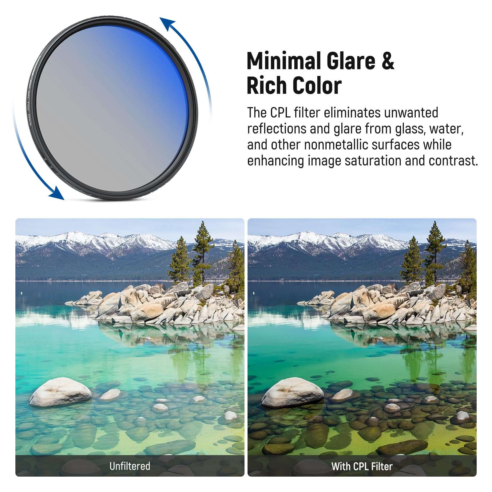 NEEWER 72mm Variable ND (ND2-32) + CPL + 1/4 Black Diffusion Filter Set (3 Pack), Camera Lens Filter Photography Accessories with AR/AF Coatings, Storage Case & Cleaning Cloth 5