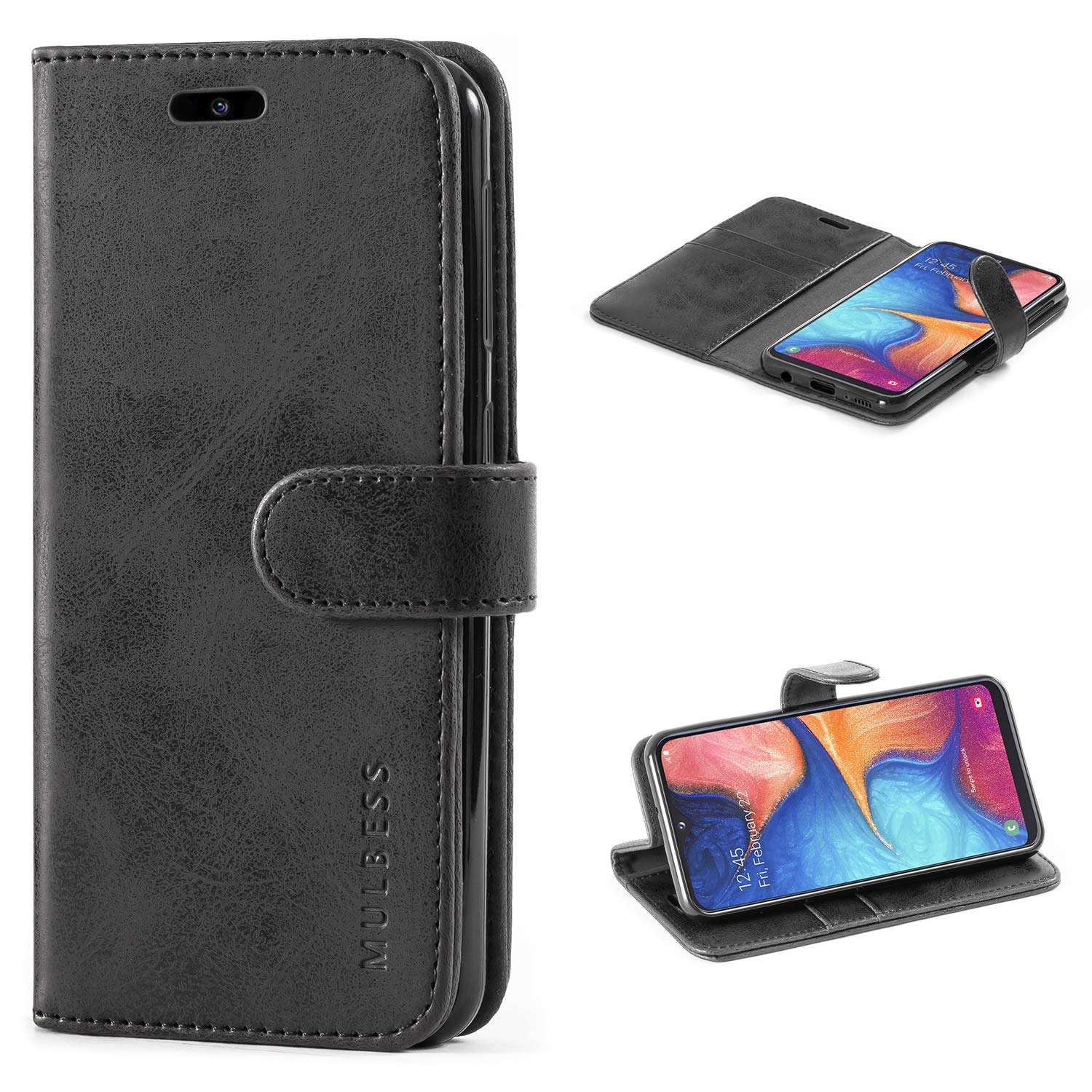 Mulbess Vintage Samsung Galaxy A20e Case Wallet, Flip Leather Phone Case with Card Holder for Samsung Galaxy A20e Cover, Black 1
