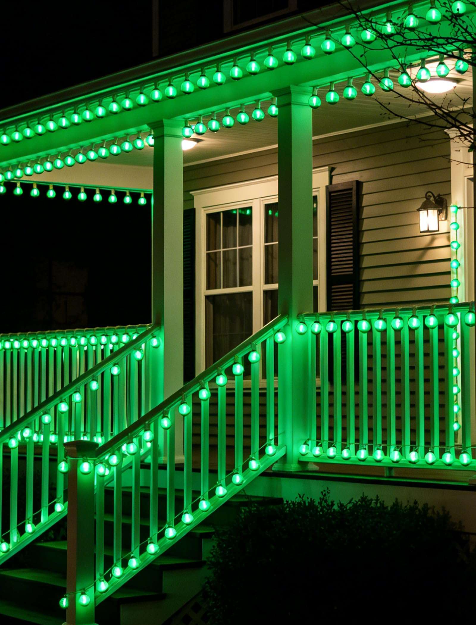 25 Pack Green G40 LED Bulbs, Commercial Grade E12 Base Replacement Bulbs for Outdoor Patio String Lights - 0.6W LED Globe Light Bulb (5W Equiv), Shatterproof Plastic for Holiday & Events (120V) 6