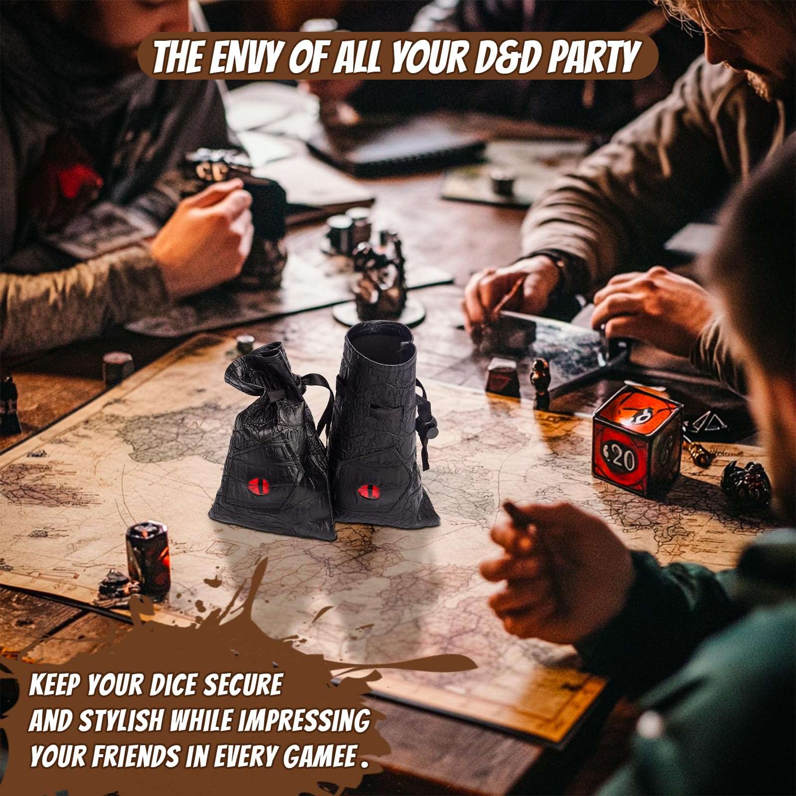 CZYY Drawstring Bag PU Leather Dice Pouch Perfect for RPG, D&D, Game 5