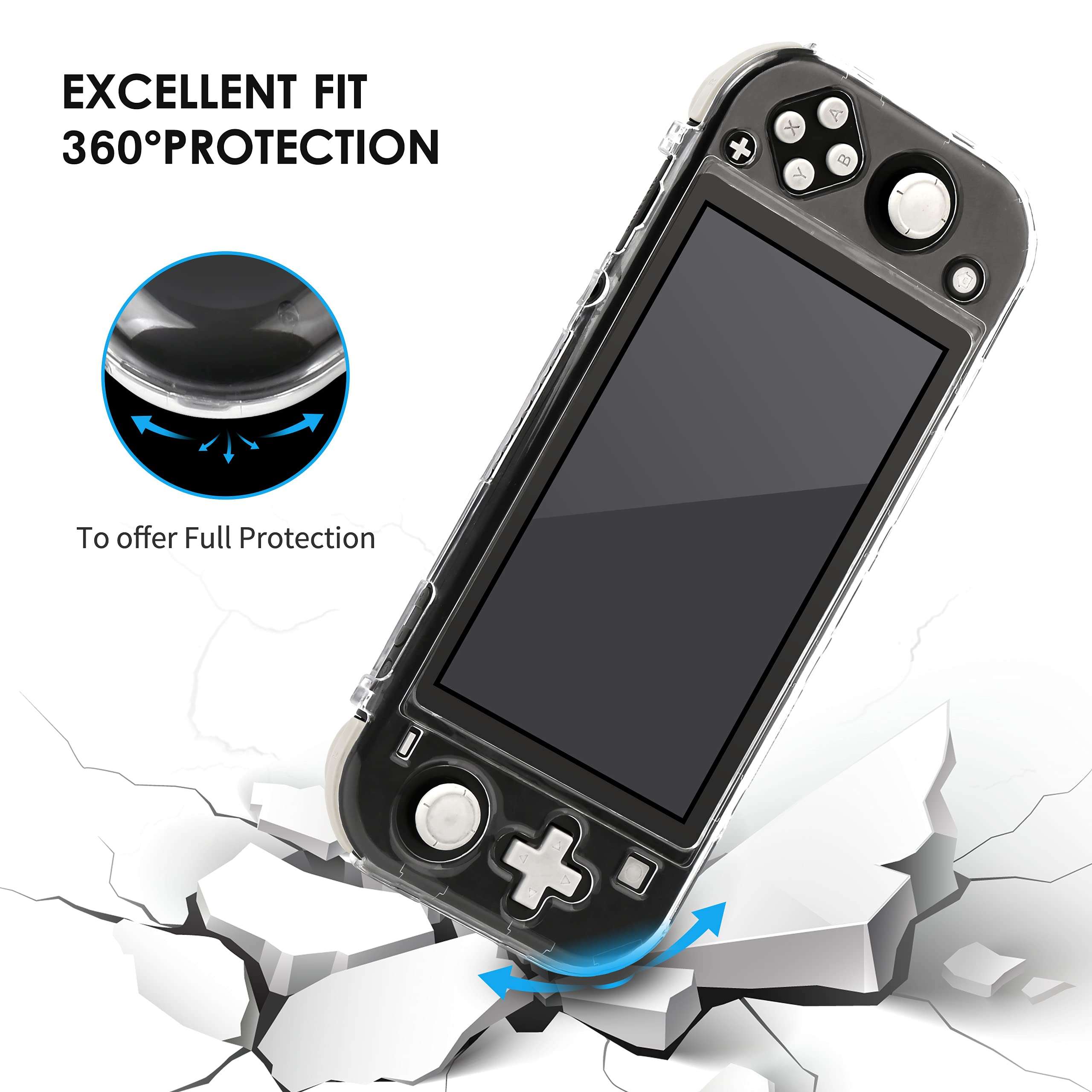 Nintendo Switch Lite Case Xforten Clear Protective Case Cover for Nintendo Switch Lite, HD Clear Case with a Screen Protector 4