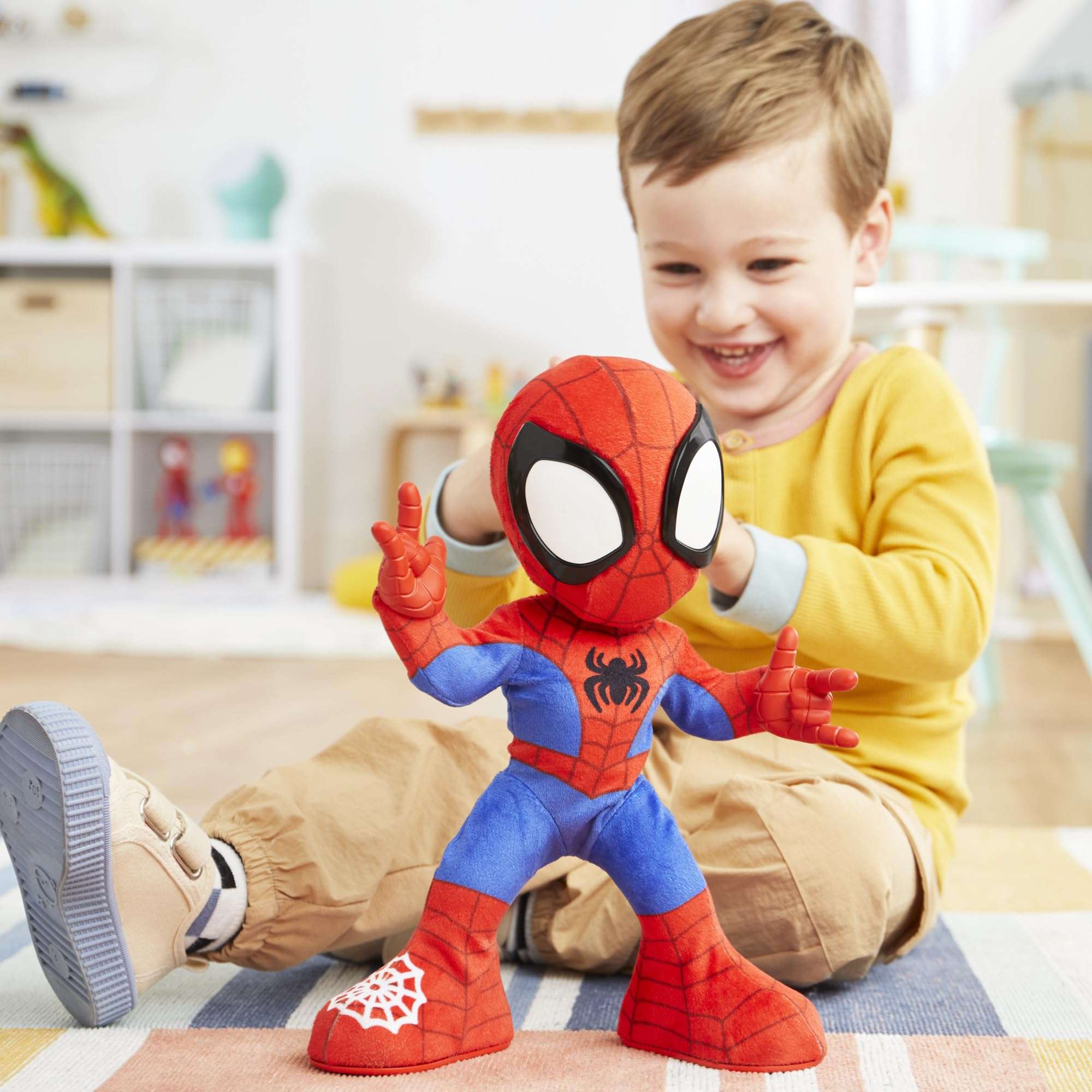 Spidey and His Amazing Friends Marvel Dance 'N Crawl Spidey, Interactive Plush Toy with 20 Phrases & Sounds + Duracell Coppertop AA Batteries 8 Count (Bundle) 4