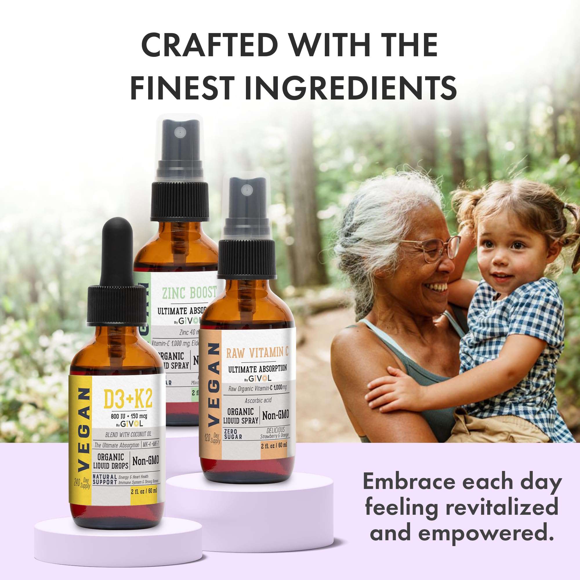 GIVOL Immunity Support Pack - Raw Vitamin C, D3 & K2 Liquid, Zinc Picolinate - Premium Heart Health Vitamins w/Essential Minerals, Antioxidant Properties, & Cardiovascular Benefits - 180 Days Supply 6