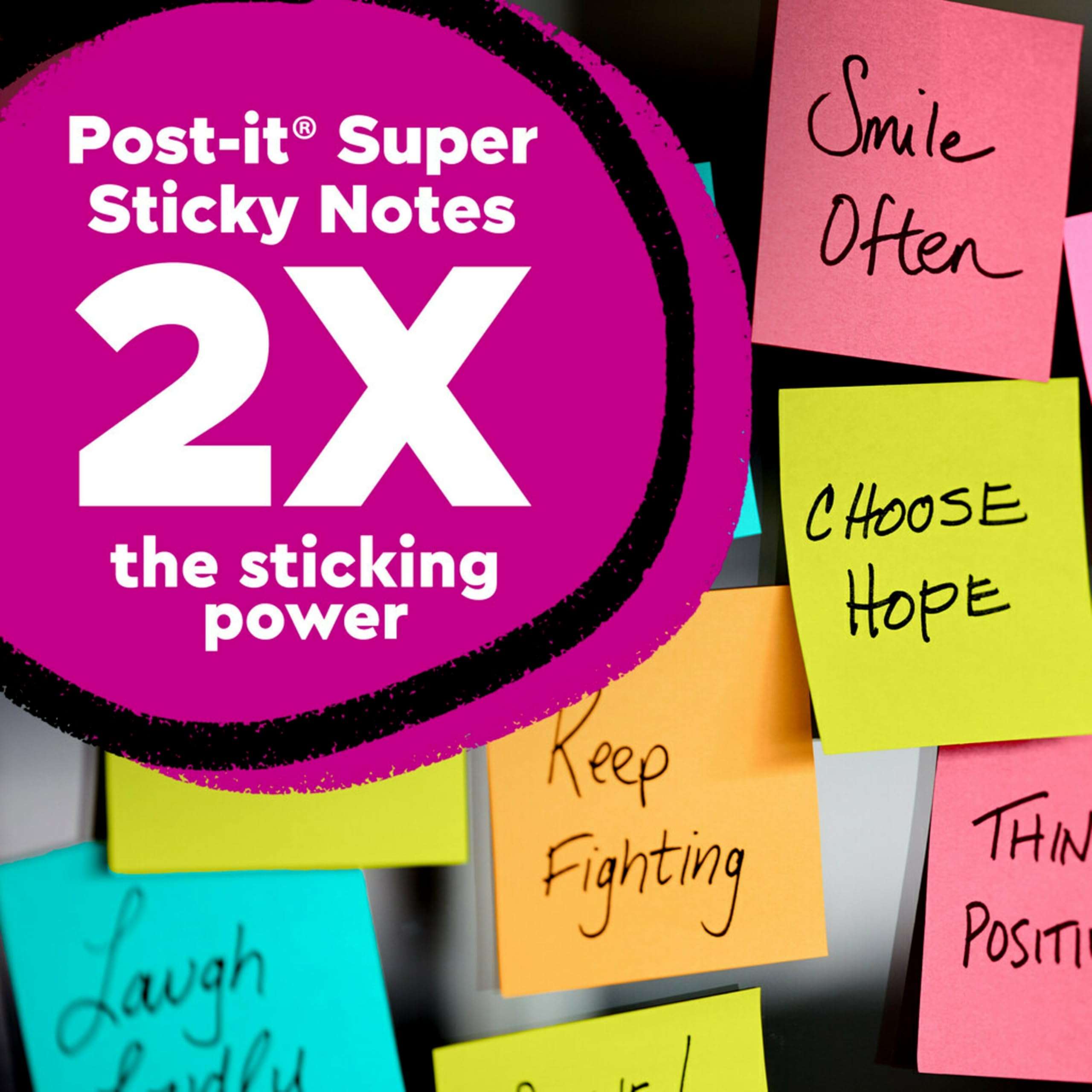 Post-it Super Sticky Lined Notes, 6 Sticky Note Pads, 4 x 4 in., School Supplies, Office Products, Sticky Notes for Vertical Surfaces, Monitors, Walls and Windows, Energy Boost Collection 3