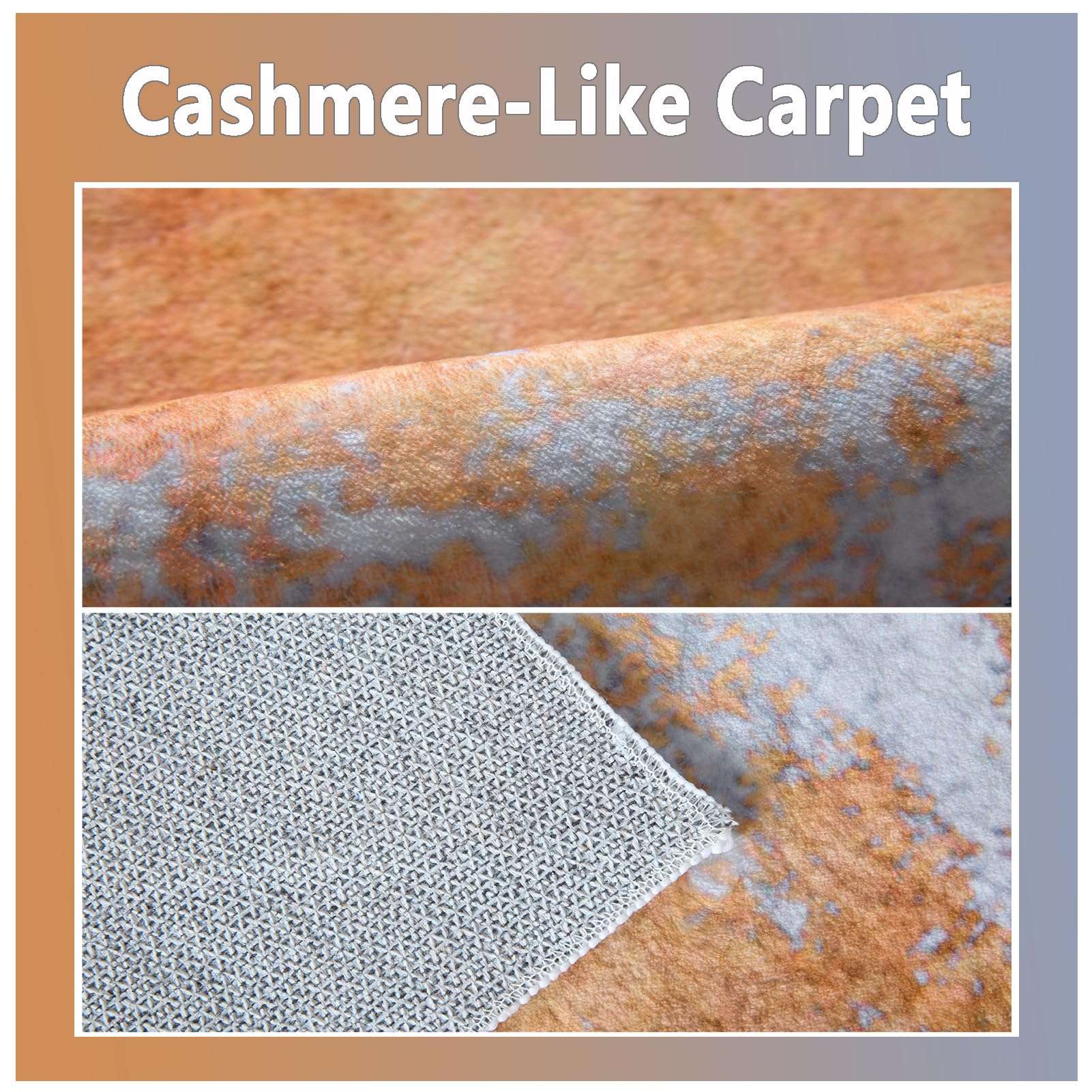 Eroyat Abstract Slim Area Rug, 3x5 Feet Non-Slip for Living Room Bedroom, Indoor Entryway Kitchen, Office - Non-Shedding Soft Low Pile Floor Decor, Gray-Orange 3