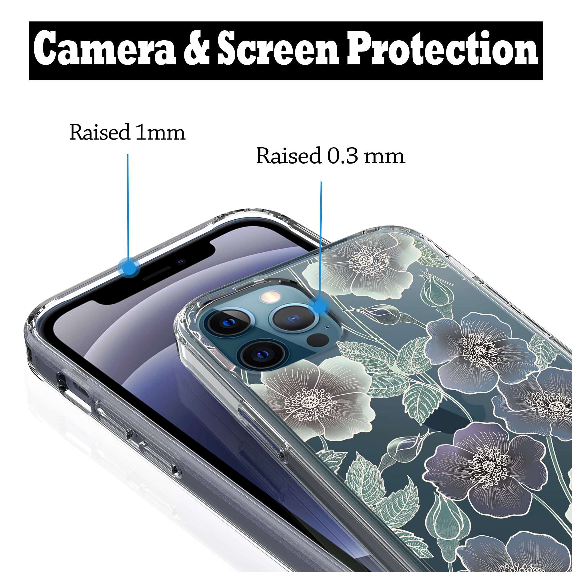 RANZ Compatible with iPhone 12 Pro Max 5G Case, Anti-Scratch Shockproof Series Clear Acrylic + TPU Bumper Protective Case for iPhone 12 Pro Max (6.7 inch) - Deer 4