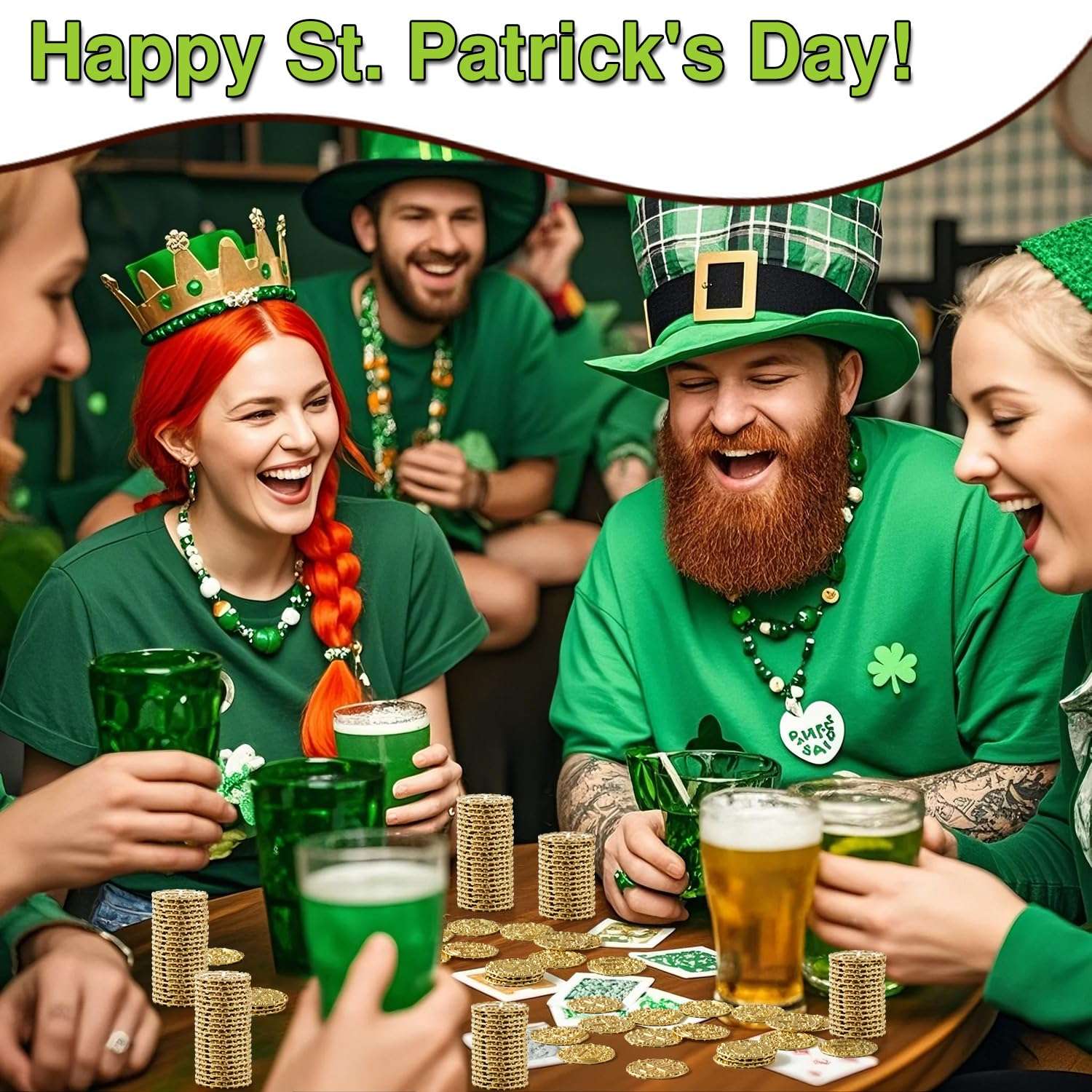 Pirate Coins Metal Gold Coins for Kids - 21 Pieces - St Patrick St Patty Day Leprechaun Fantasy Board Game Toy Doubloons Loot Tokens Monedas De Oro Pirate Props Chest Poker Set Bulk Money Medallion 5