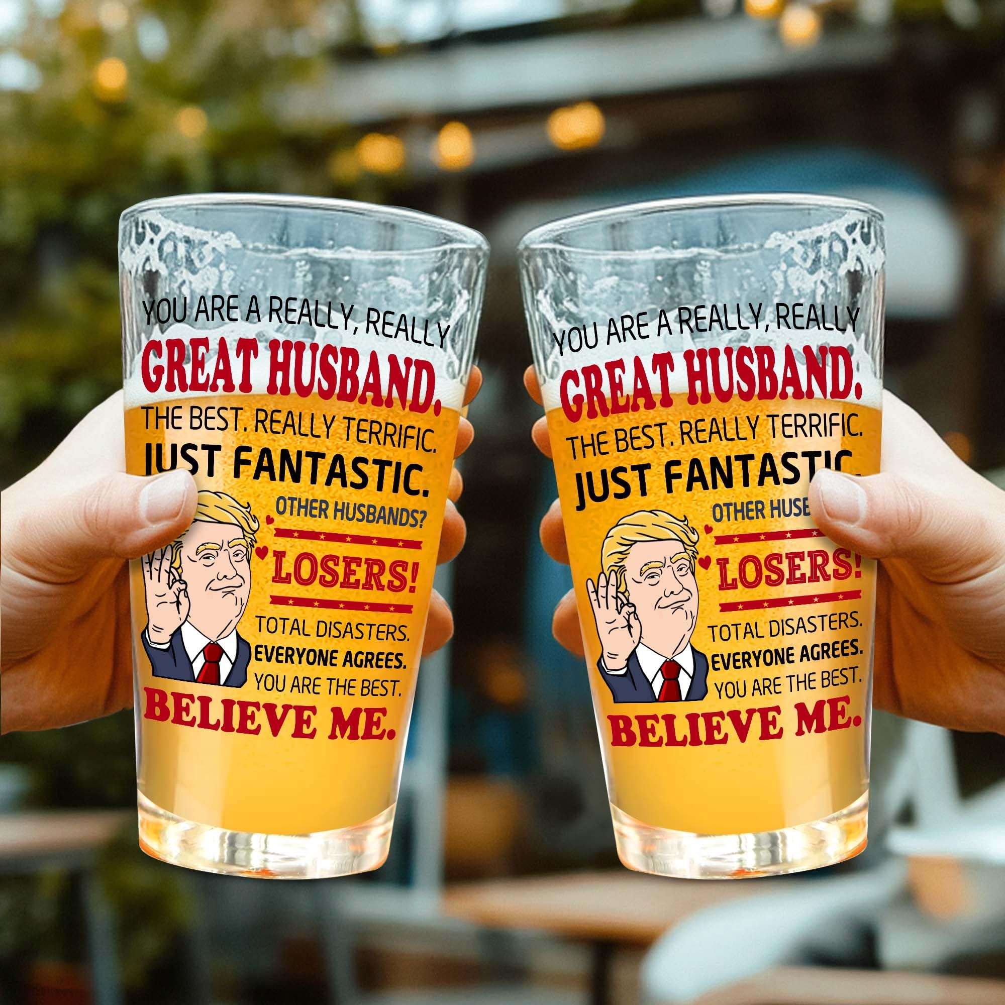 JYOGEJ Husband Gifts - Beer Pint Glass For Hubby - Great Husband Gift - Father's Day, Birthday Gift Idea For Husbands From Wife, Bride - Beer Glass 16OZ For Men 5