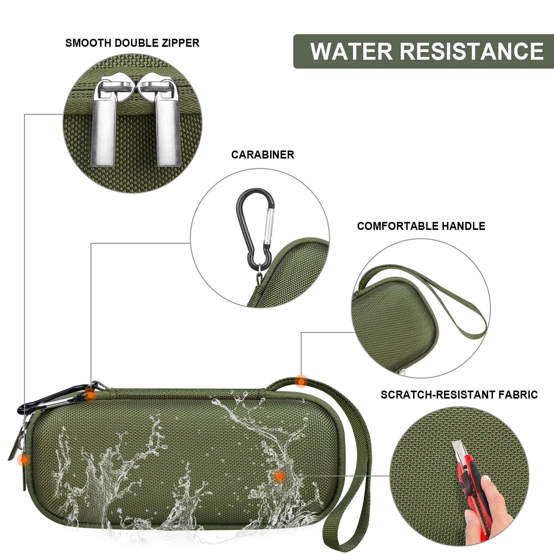 Supmay Hard Carrying Case for Sonos Roam 2/ Sonos Roam Portable Waterproof Bluetooth Speaker, Wireless Portable Speaker Protection Case with Mesh Pocket for USB-C Cable, Green 4