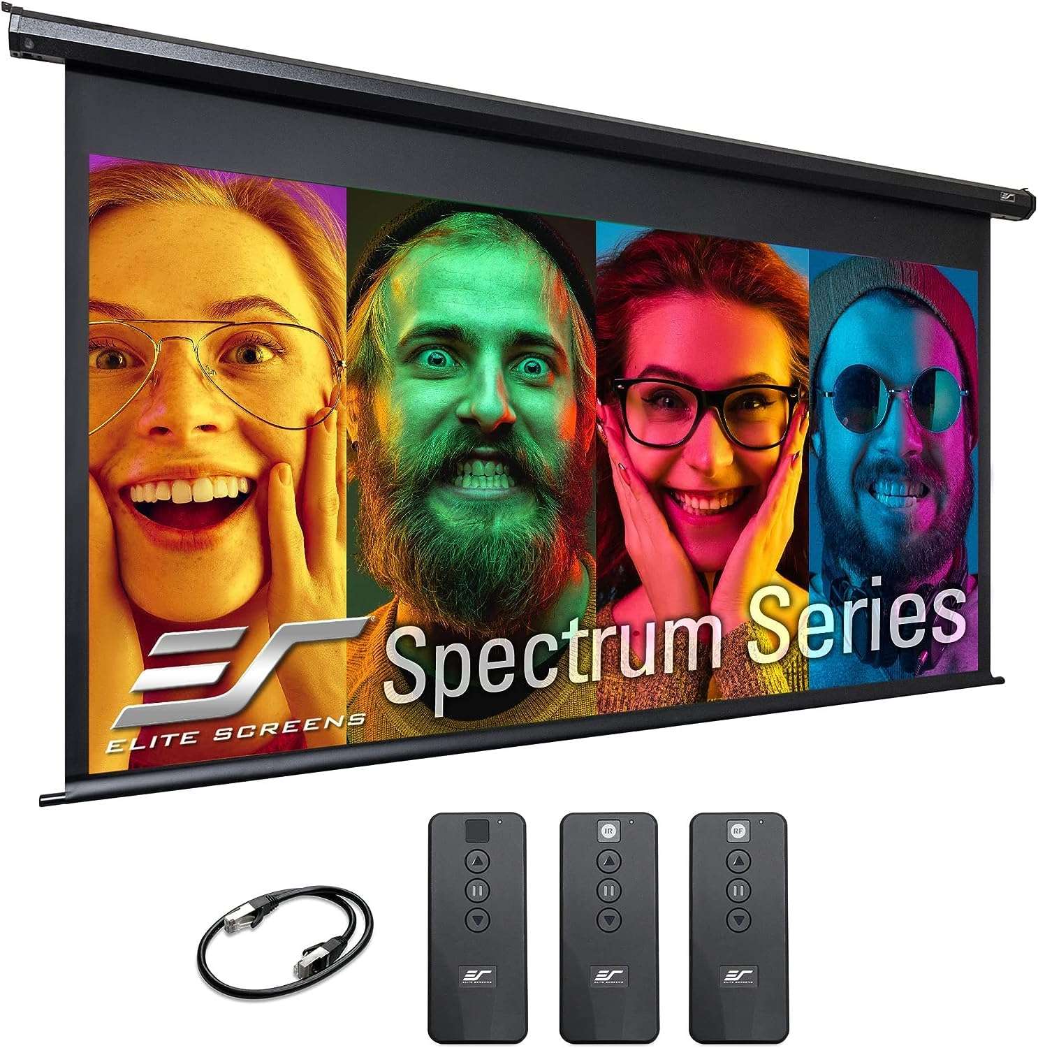 Projector Screen Elite Screens Spectrum RC1 Remote, 180-INCH Diag 16:9, Motorized Projection Screen Movie Home Theater 4K/8K Ultra HD Ready, ELECTRIC180H2 1