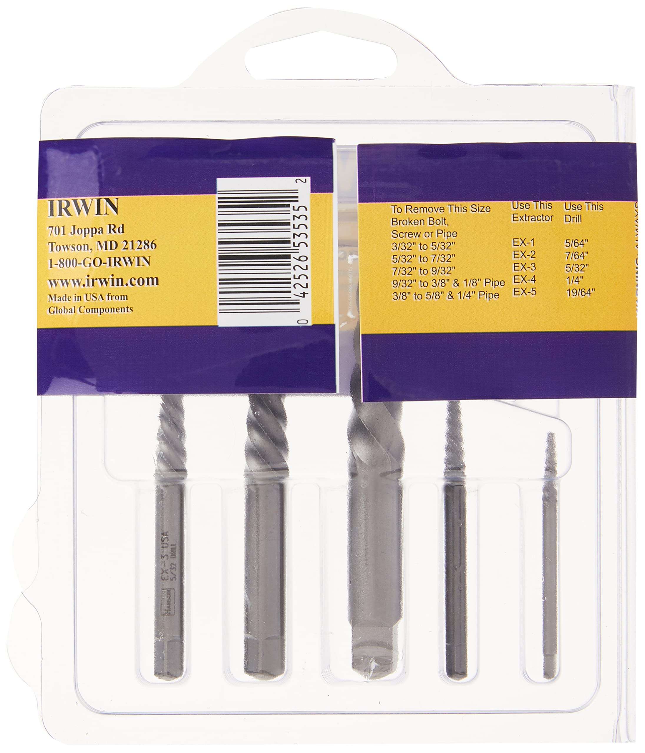 IRWIN Screw Extractor for Spiral Screws, 5-Piece (53535) 4