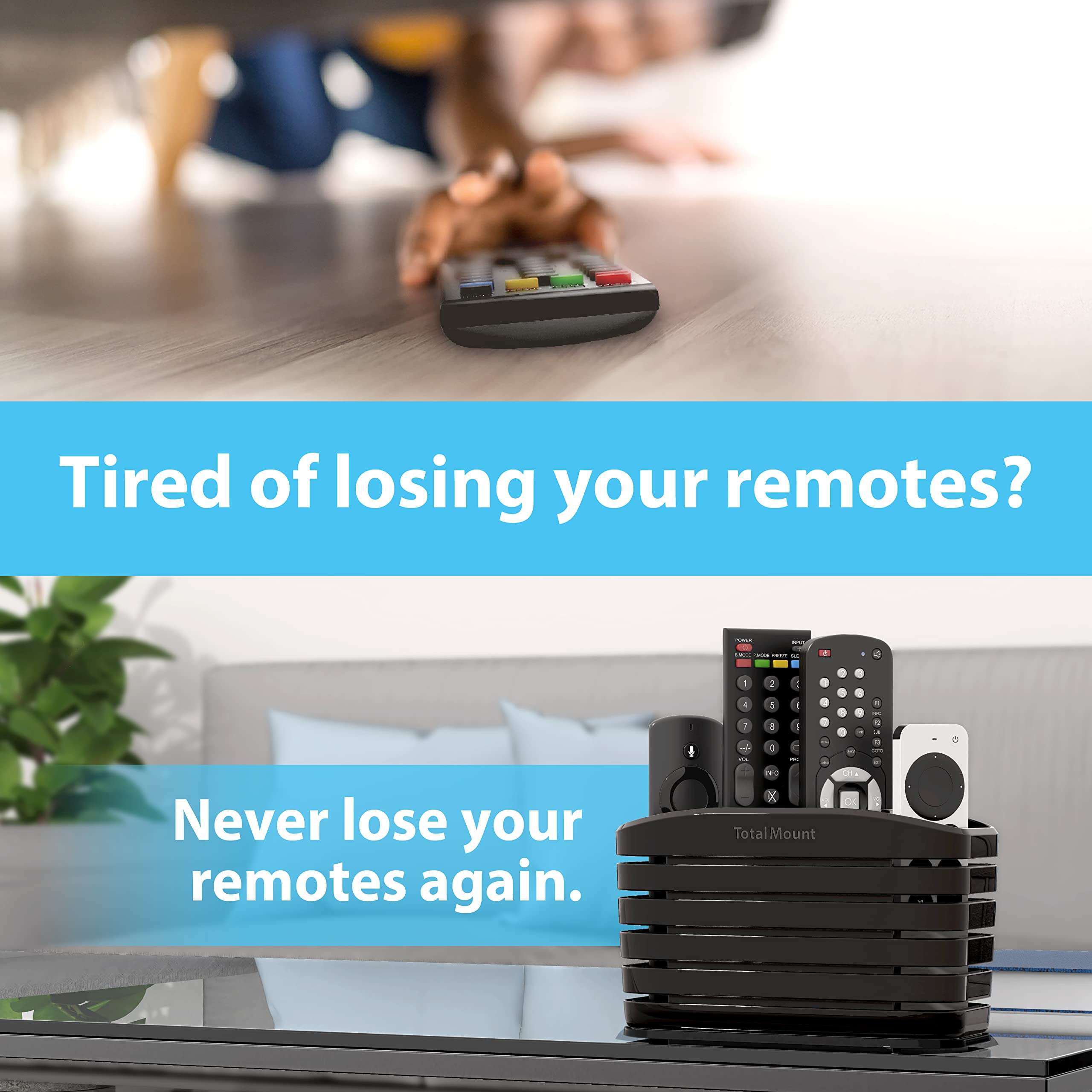 TotalMount Remote Control Holder – Premium Quality and Extra Stable to Place Near Your TV, Bed, or Table (Large – Fits Four Remotes, Premium Black) 3