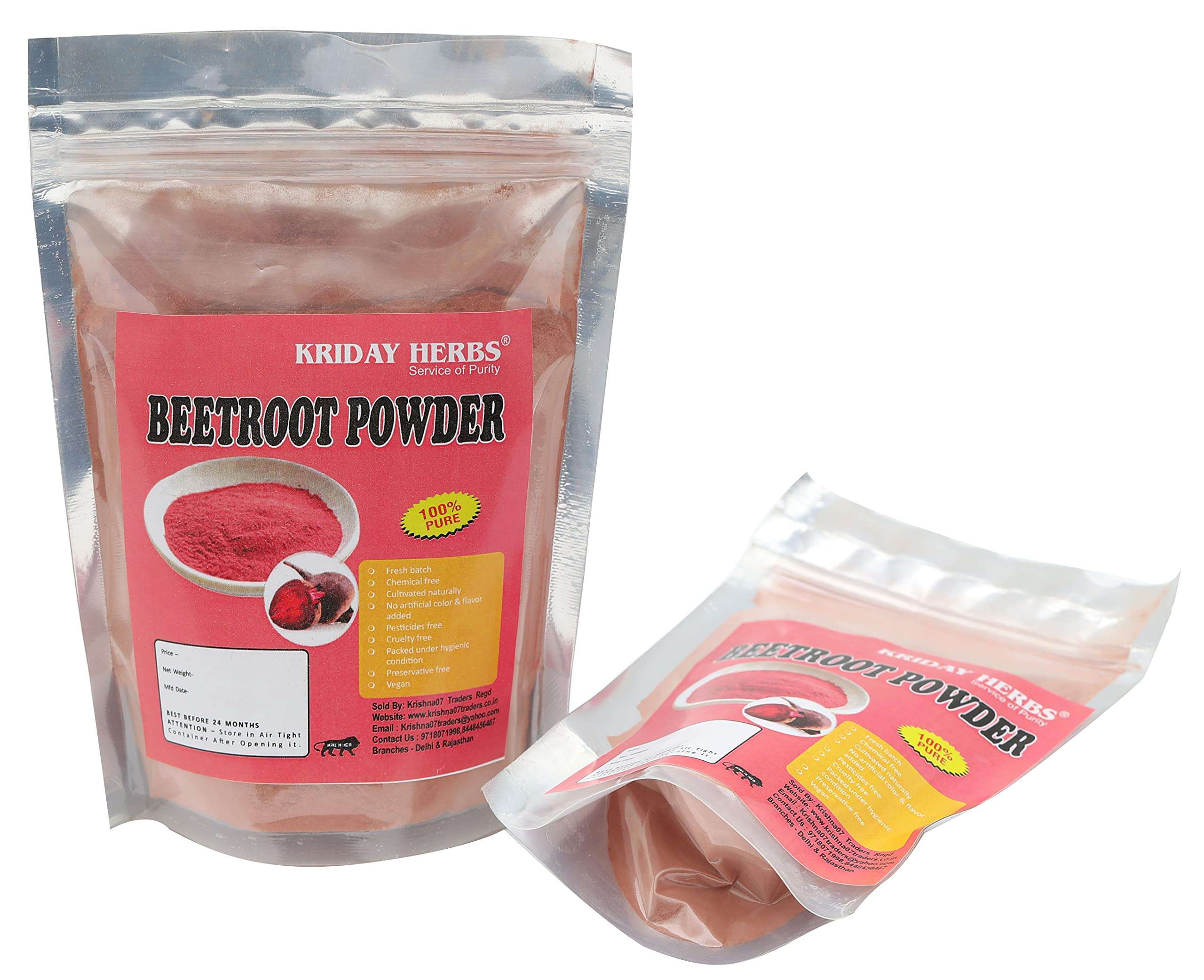 KRIDAY HERBS Beetroot Powder for Skin & Hair Care Helps Brighten Skin and Nourish Hair Follicles & Scalp, Pure & Natural, 1Kg 3