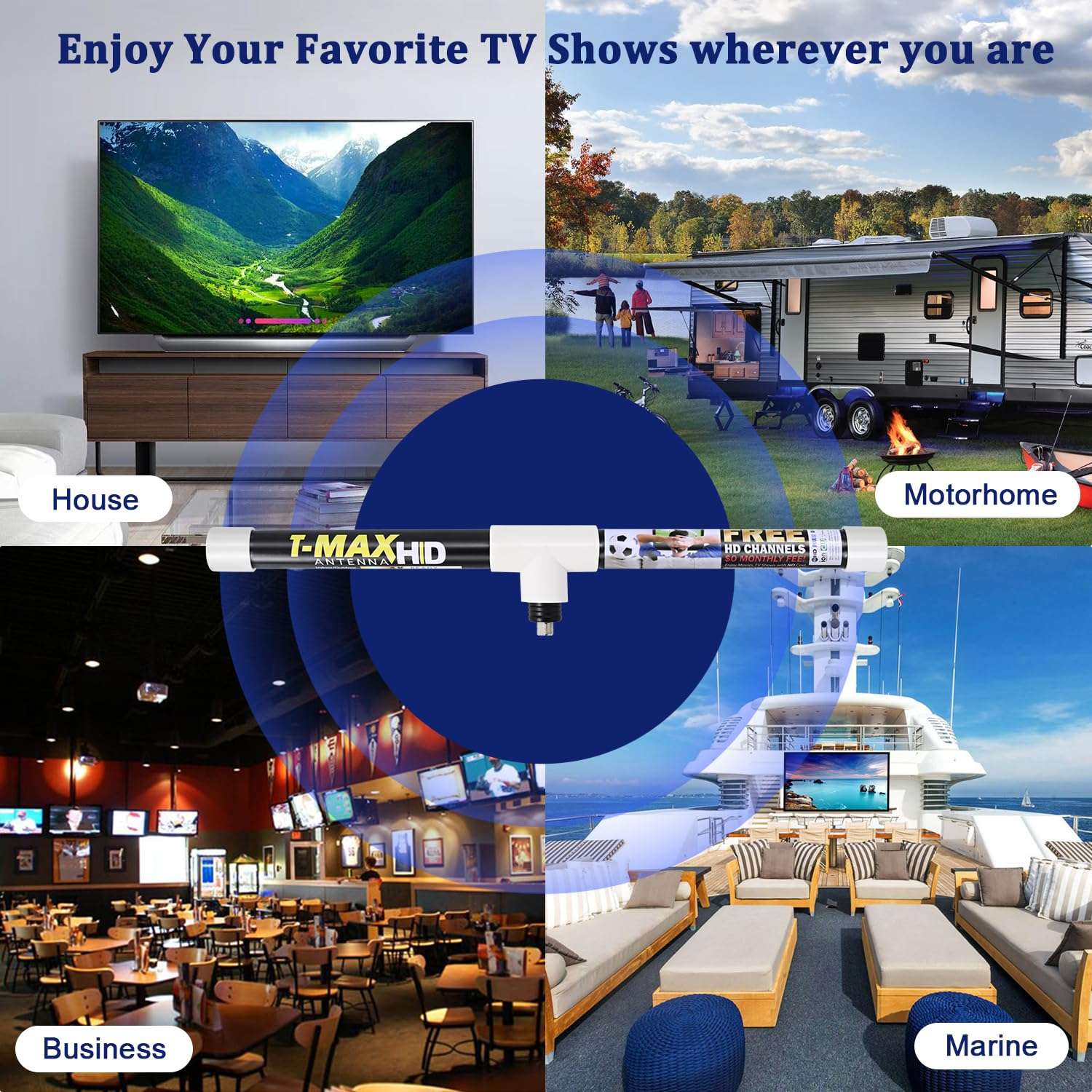 Magic Stick TV Antenna - Indoor Outdoor TV Antenna Up to 60 Miles Range - Enhanced USA Patented Digital Antennas for HDTV Clear HD Channels - 20ft Cable. 4