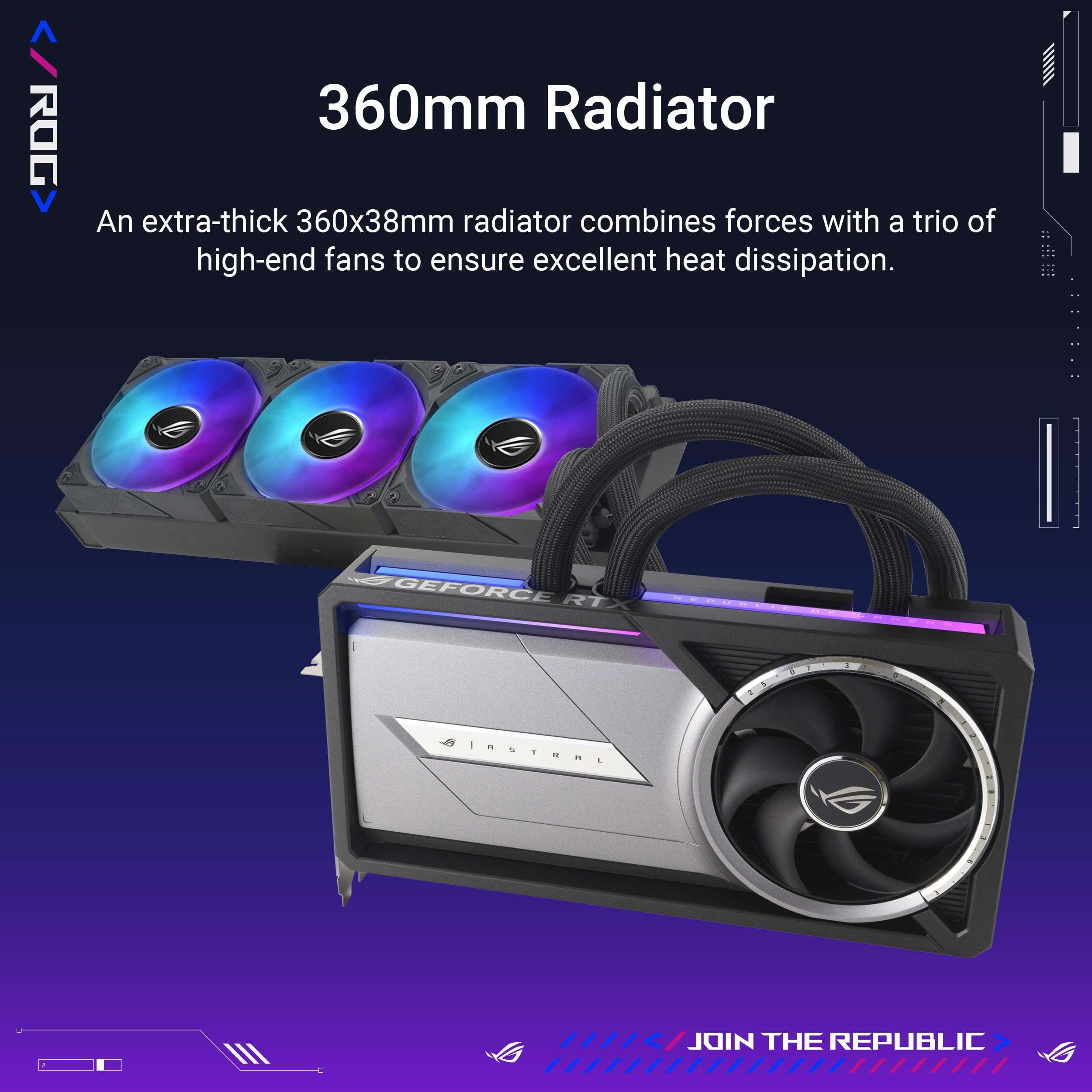ASUS ROG Astral LC GeForce RTX™ 5090 32GB GDDR7 OC Edition – Experience Fluid Force with a 360mm AIO Cooler for Optimal Performance That can Achieve The Highest GPU Boost Clock 3
