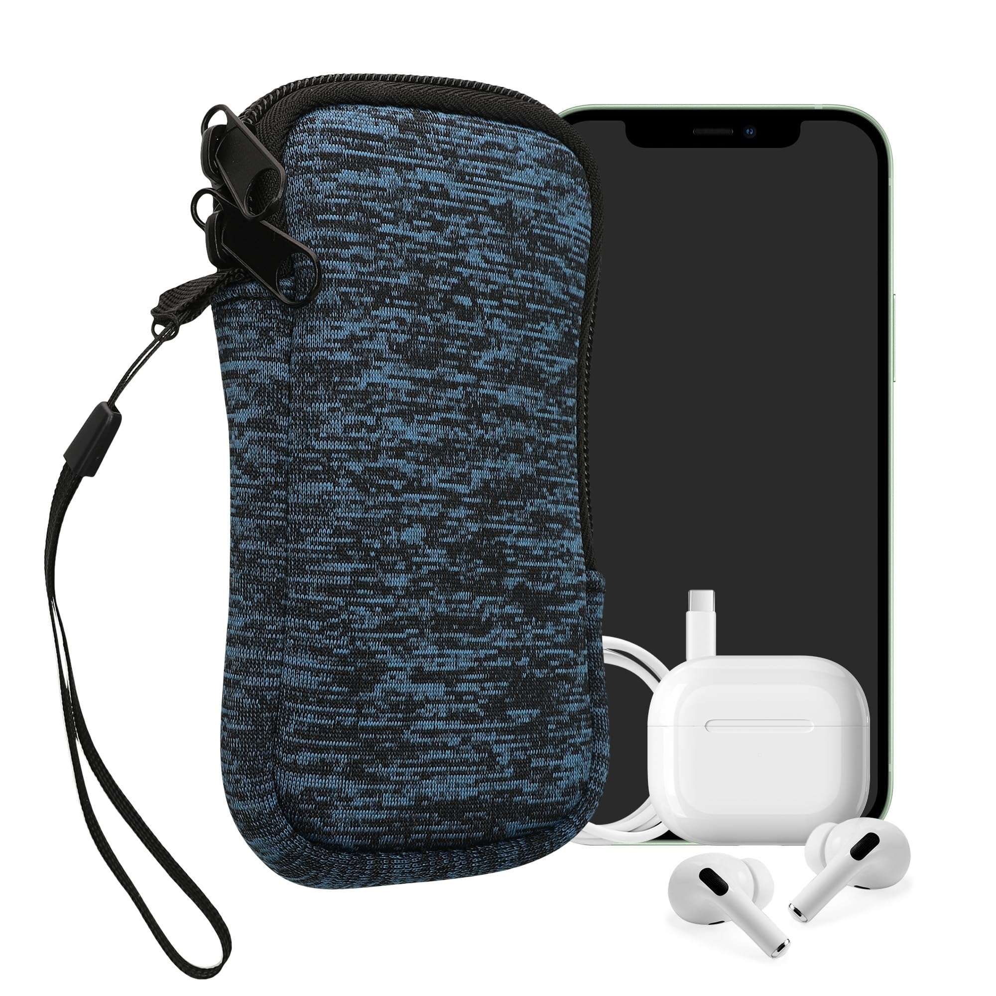 kwmobile Neoprene Phone Pouch Size S - 4.5" - Universal Cell Sleeve Mobile Bag with Zipper, Wrist Strap - Grey 1