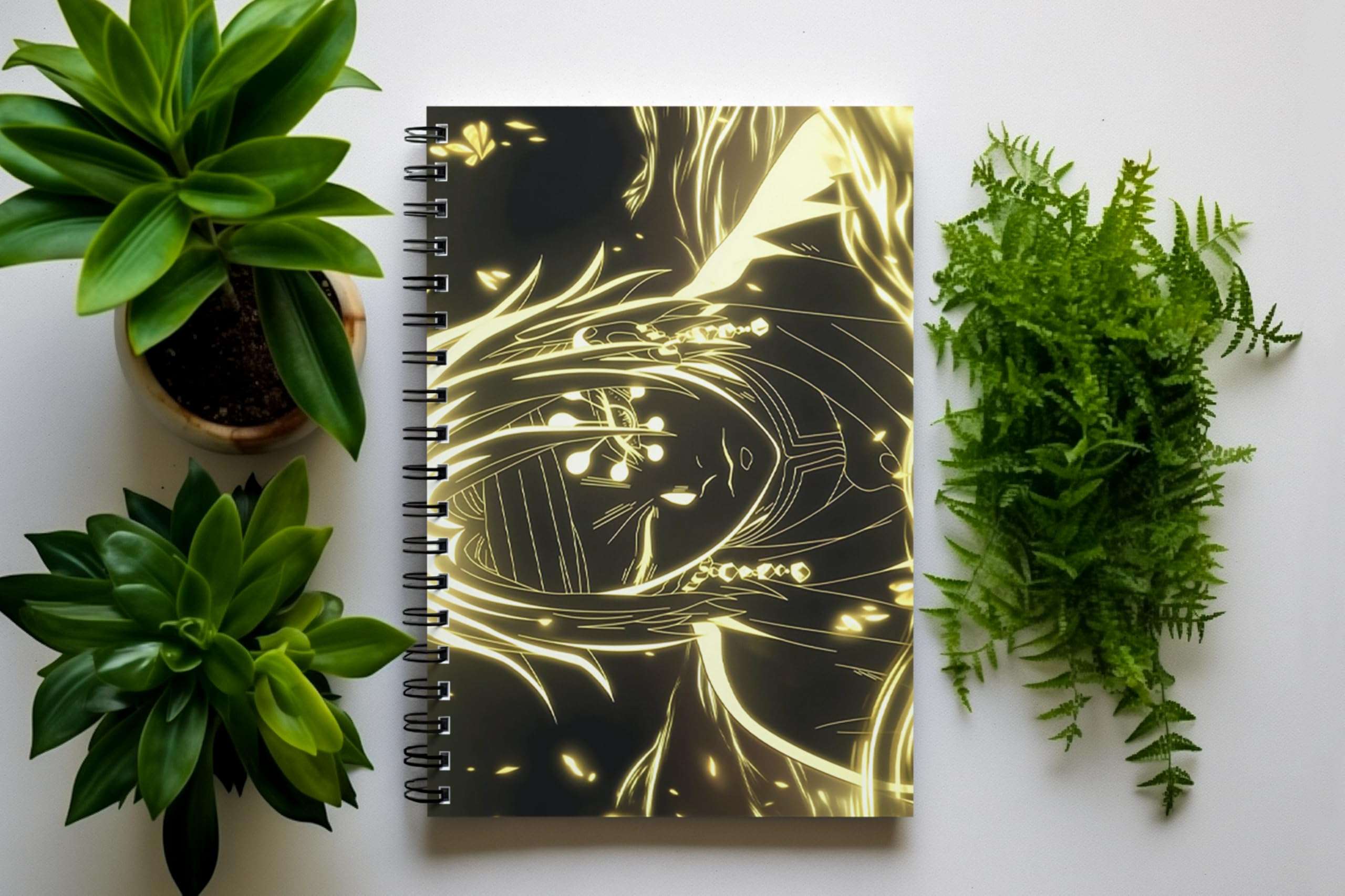 Graphic Word Anime Notepad A5 Size Unrulled 160 Pages 100gsm DO Paper Wire-O-Bound Spiral Notebook with Fantasy Illustration