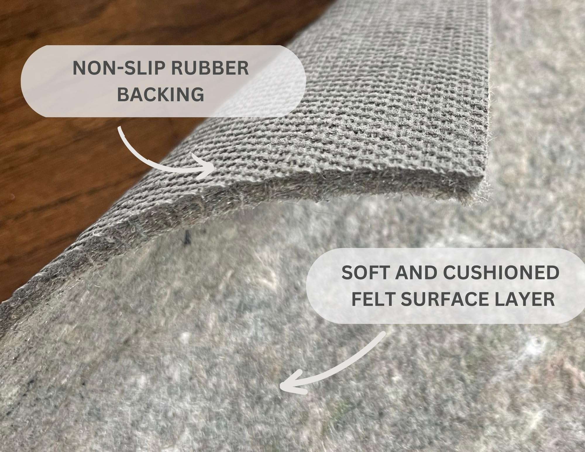 Comfort Cush Rug Pad - 4' x 6' Dual Surface 1/4" Thick Felt & Rubber, Pet and Life Friendly, Non-Slip, Safe for All Floors 3