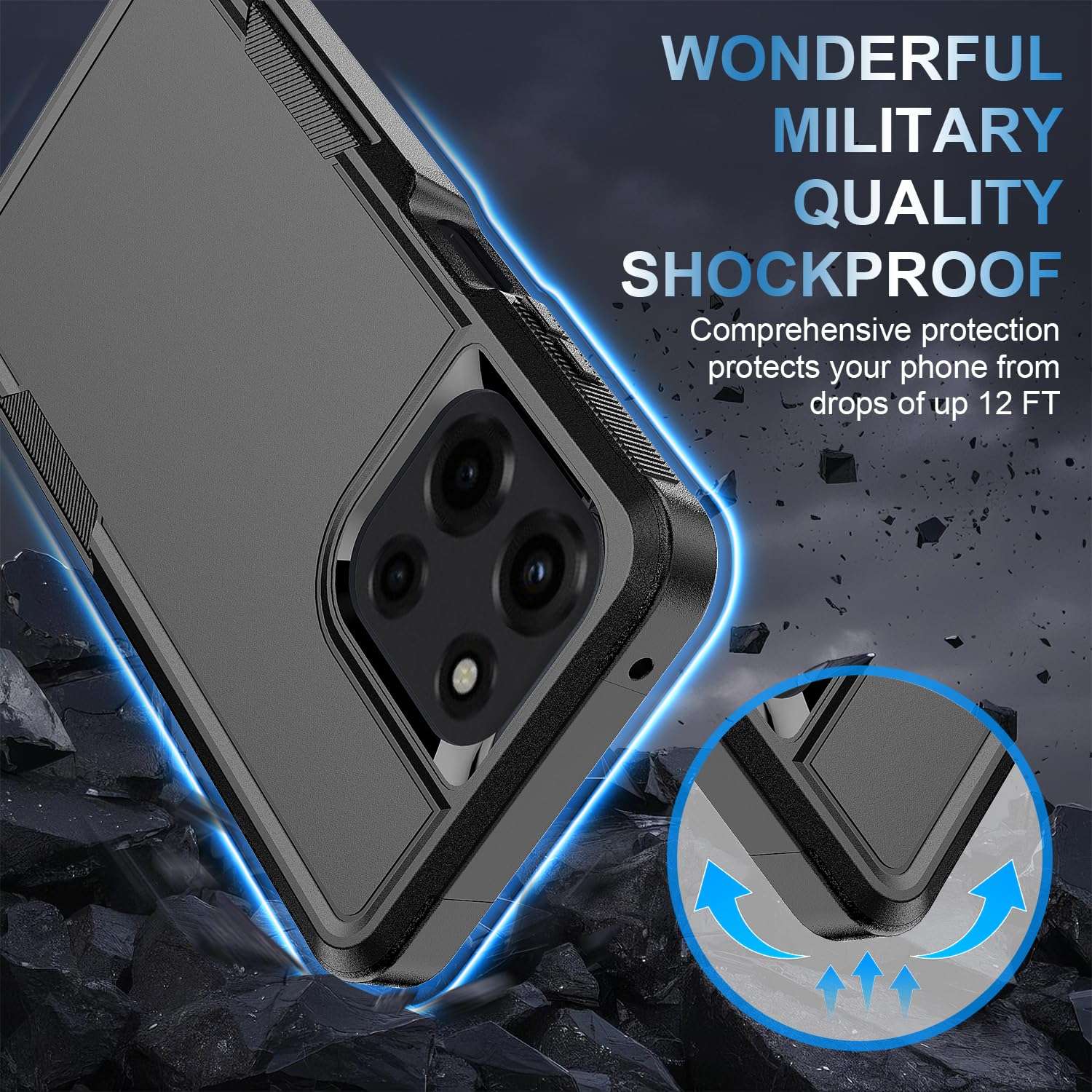 for Motorola Moto G Power 5G 2025 Case with Tempered Glass Screen Protector Heavy Duty Drop Protection,Full Body Rugged Shockproof Protective Phone Cover Military Bumper Tough, Black Matte 5