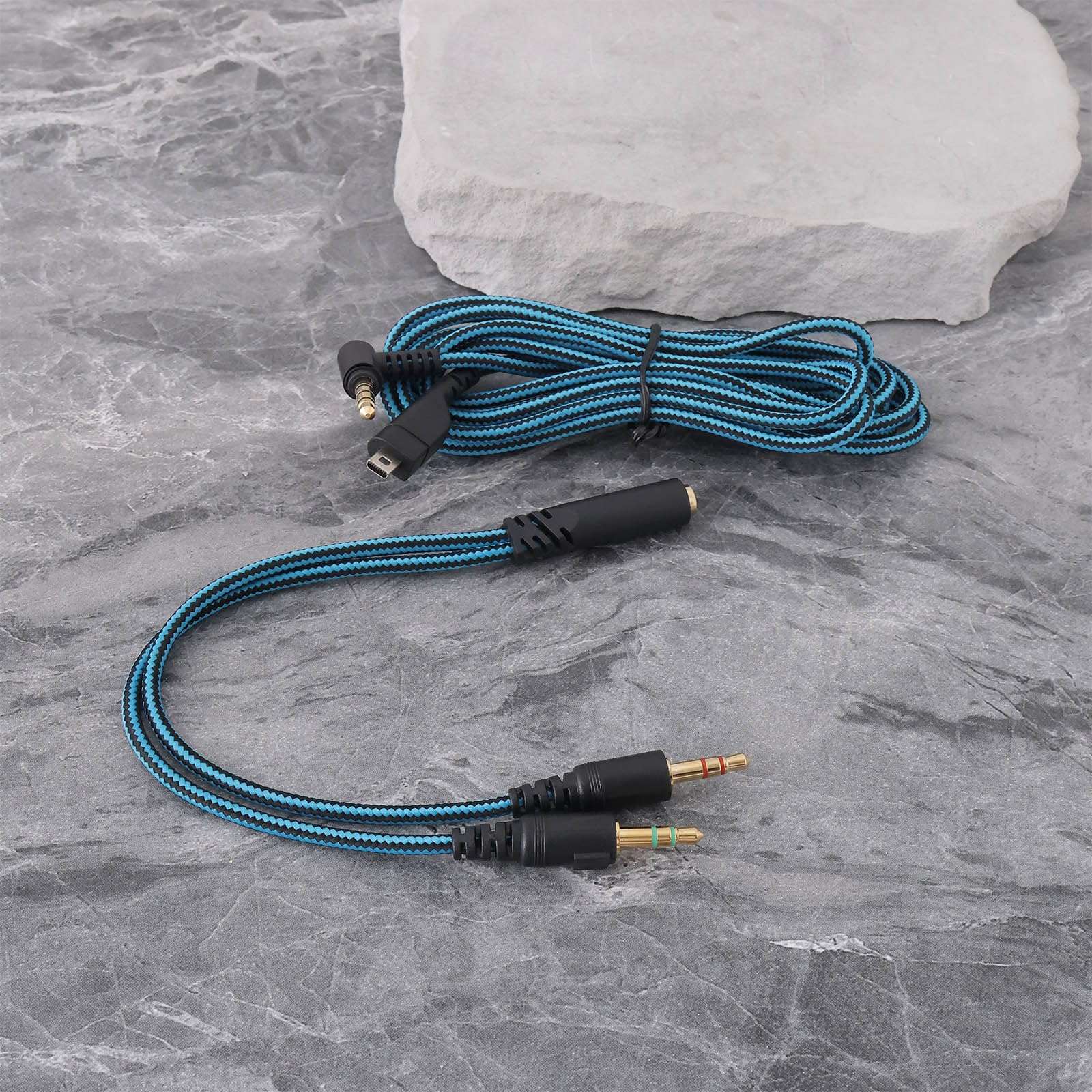 Be In Your Mind 1 Set of 2 PCs Replacement Audio Braided Cable 2M with Y Adapter Compatible with SteelSeries Arctis 3, 5, 7, Pro, Prime Gaming Headsets 6