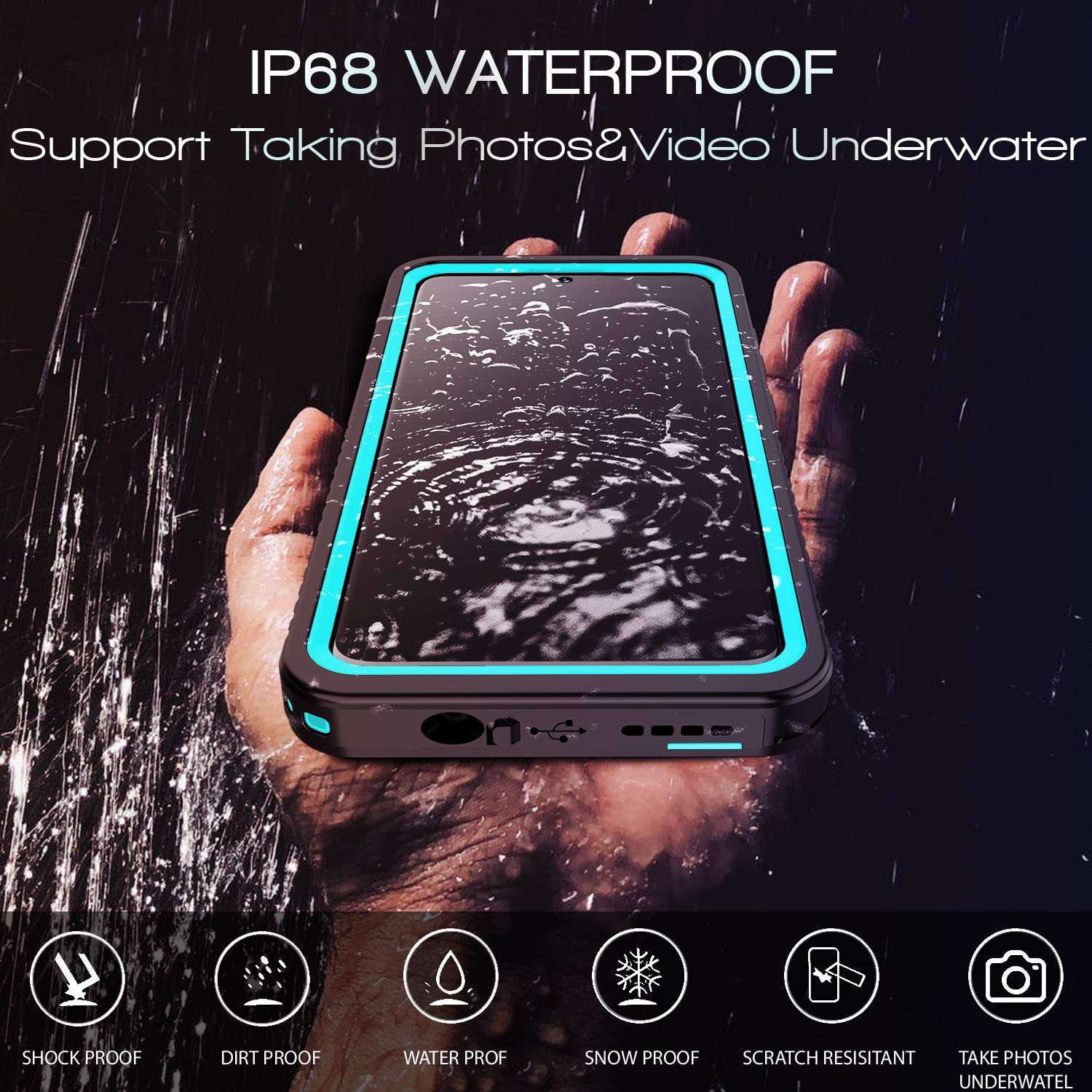 Singdo Waterproof Samsung Galaxy S20 Case,Clear Sound Quality Built in Screen Protector with Fingerprint ID Film Support Wireless Charger IP68 Waterproof Case for Samsung S20 6.2 inch-2020 (Teal) 5