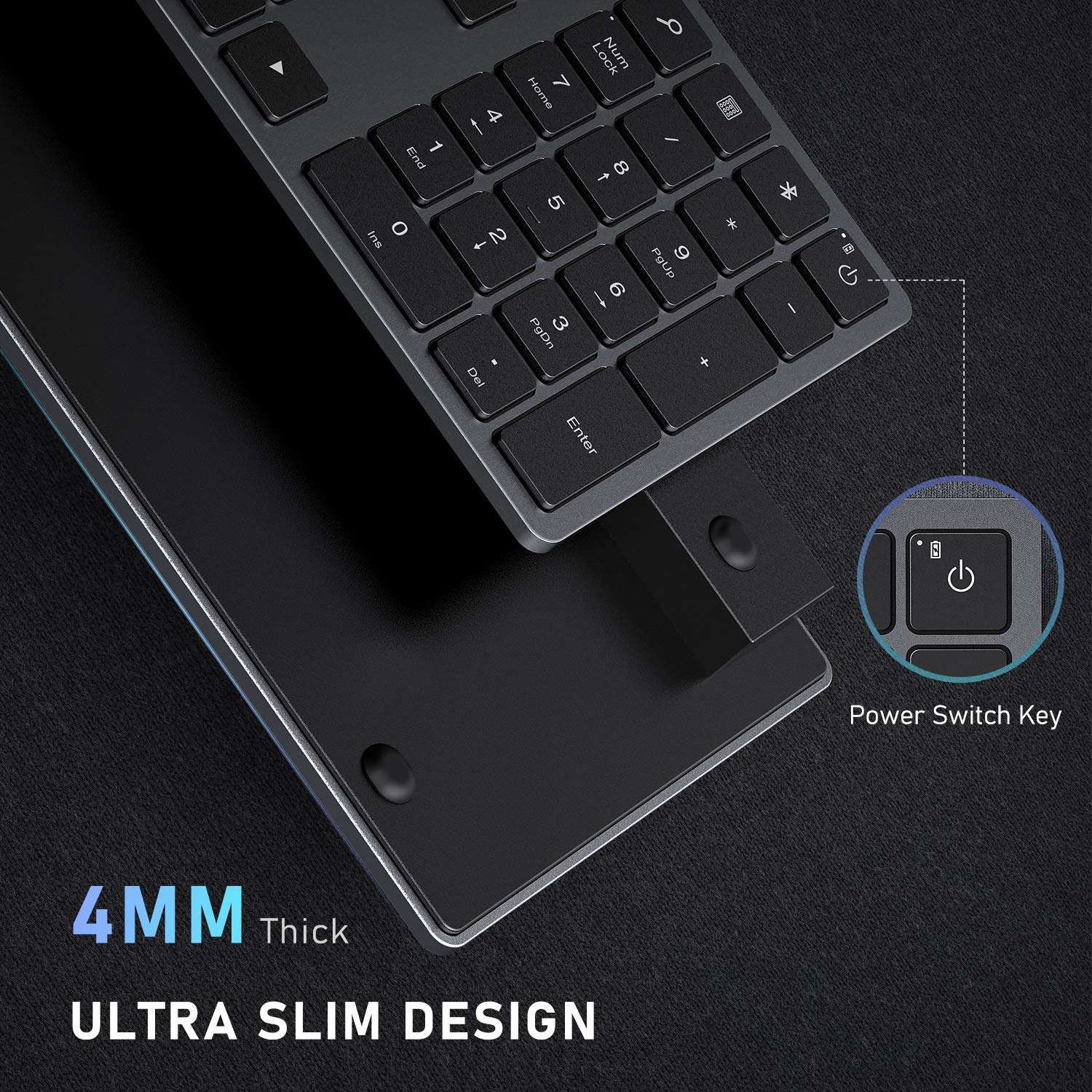 Seenda Wireless Keyboard - Universal Bluetooth Rechargeable Wireless Keyboard with Number Pad Full-Size Ergonomic Slim Quiet Design for Windows Android Computer Desktop PC Laptop Surface Smart TV 2