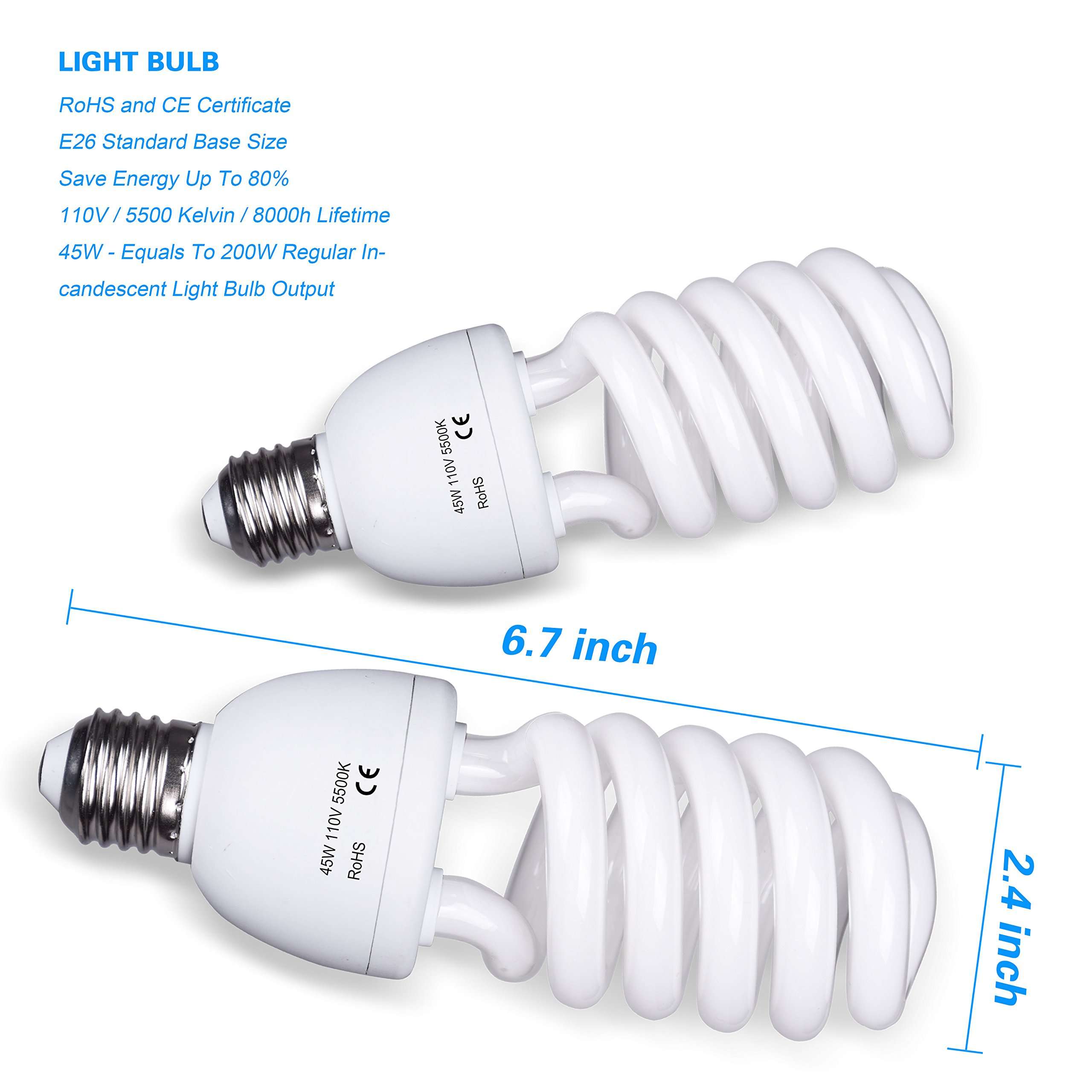 EMART Photography Umbrella Lighting Kit, 400W 5500K Photo Portrait Continuous Reflector Lights for Camera Video Studio Shooting Daylight (2 Packs) 5