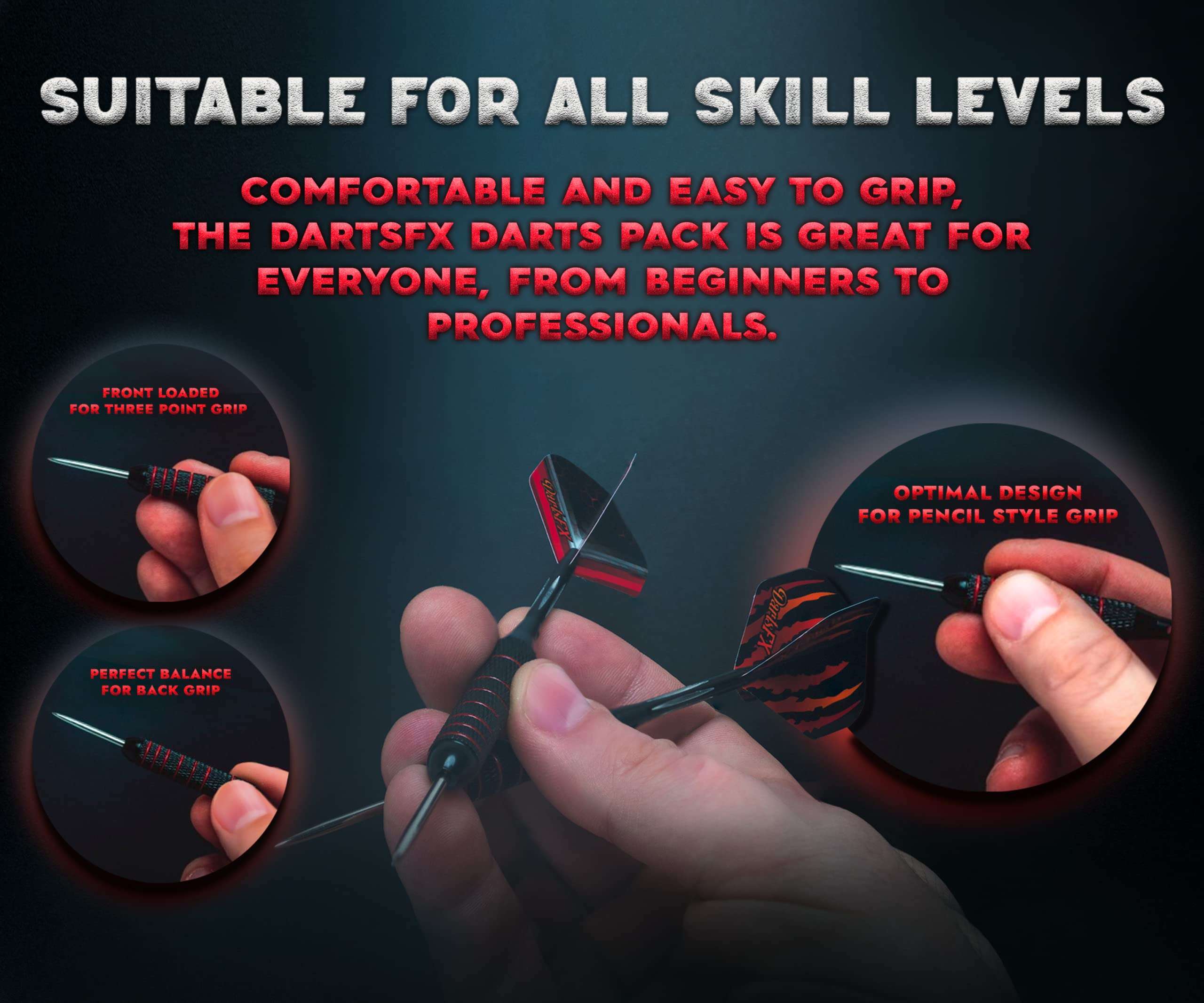 DartsFX Darts Metal Tip Set - 6 * 22 Grams Darts Steel Tip Set Professional, O-Rings Brass Barrels, Aluminum Shafts & Custom Flights Kit for Dartboard Higher Throwing Accuracy - Pro Tipped Dart Pack 5