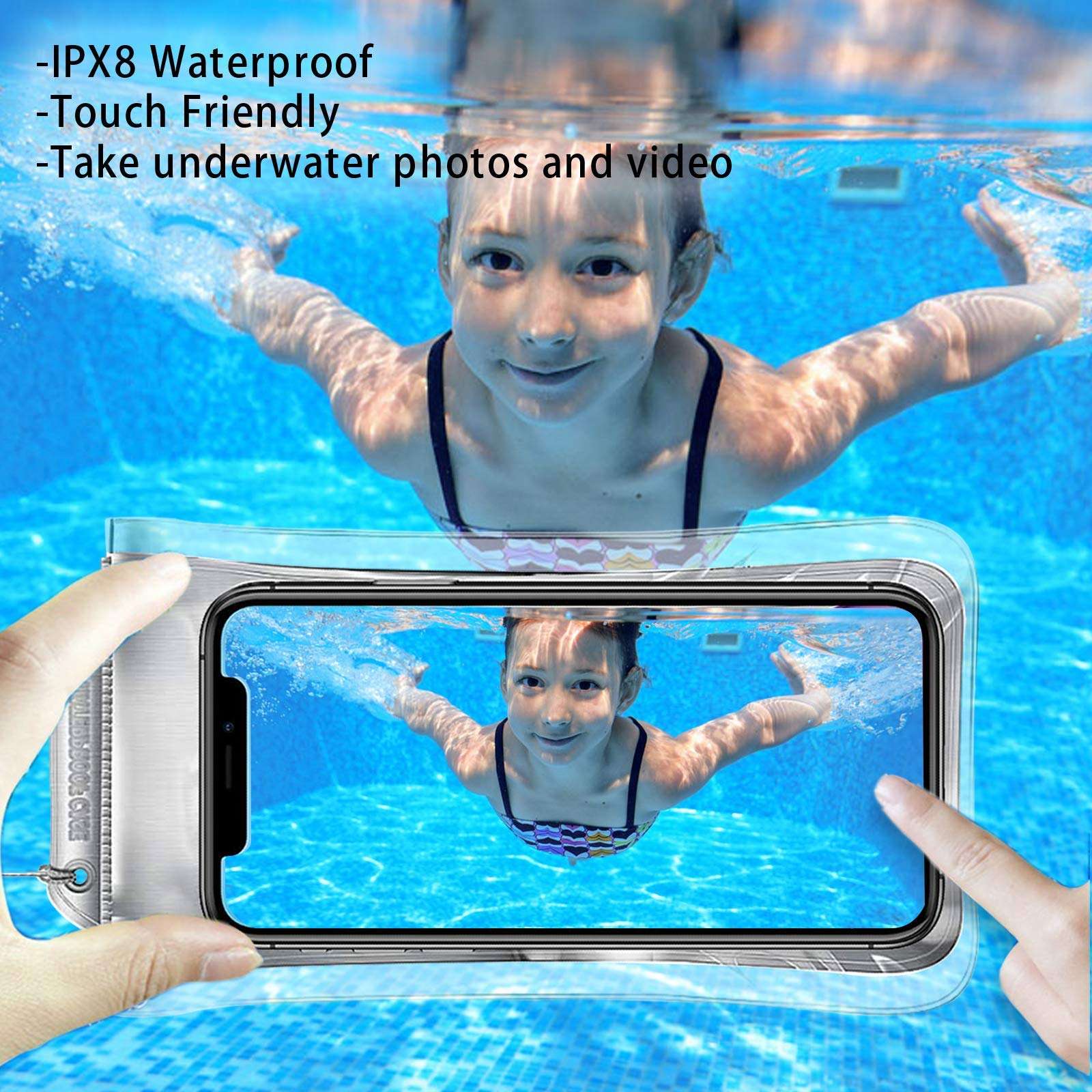 BEOBEU Universal Floating Waterproof Phone Case,IPX8 Waterproof Dry Bag Phone Pouch Compatible for iPhone 12/12 Pro Max/11/11 Pro/SE/Xs Max/XR/8P/7 Galaxy up to 6.8", Gray 4