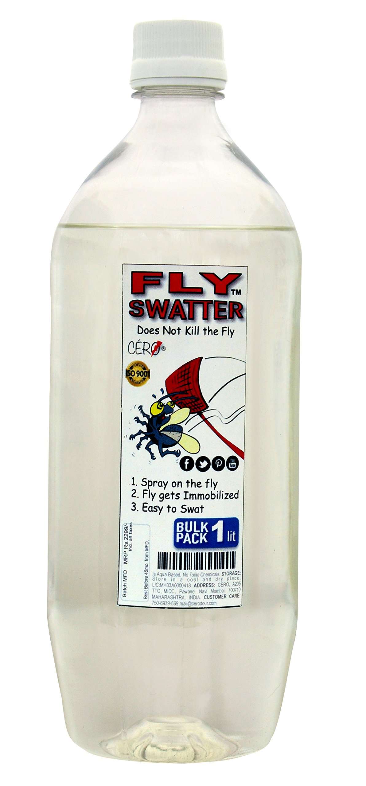 CERO FLY SWATTER Easiest Solution to House Flies, Makes flies slow and easy to Swat BULK REFILL (1 Lit) 1