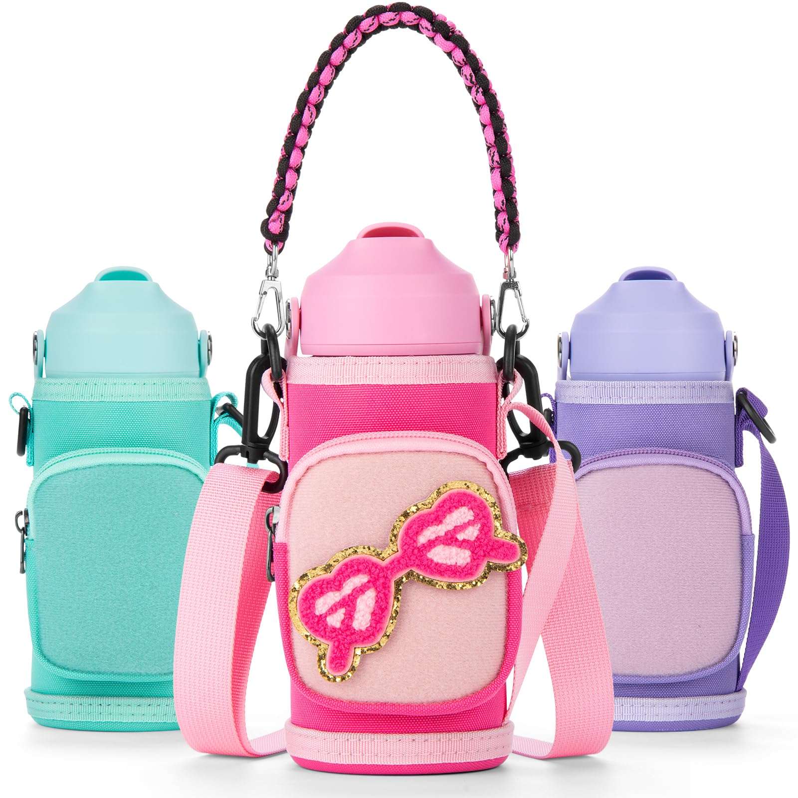 Choco Mocha Kids Water Bottle For School, Kids Insulated Water Bottle Stainless Steel, Girls Water Bottle 14Oz Gift, Pink Leopard 5