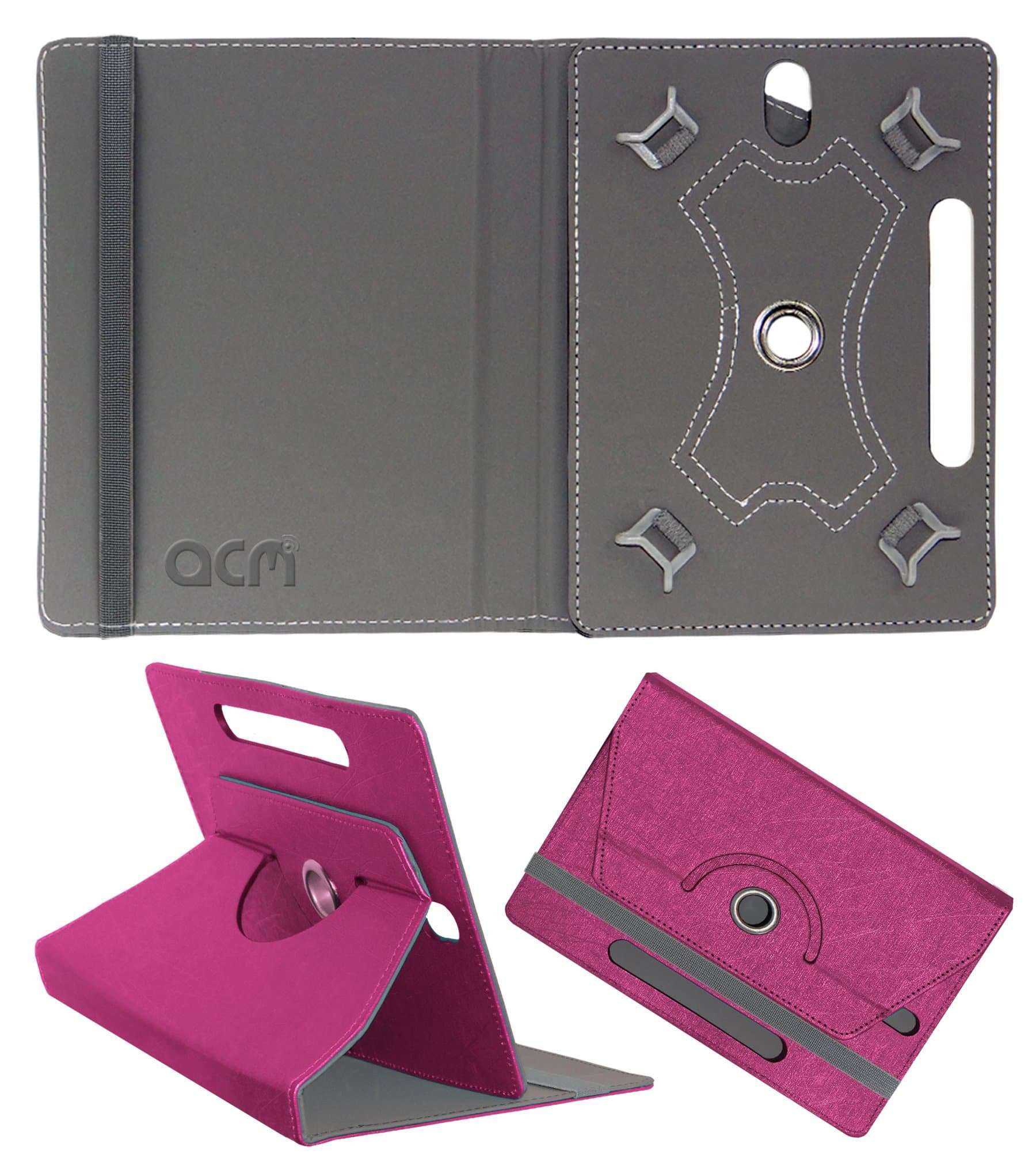 Acm Designer Rotating Leather Flip Case Compatible with Lenovo 710i Cover Stand Dark Pink 2