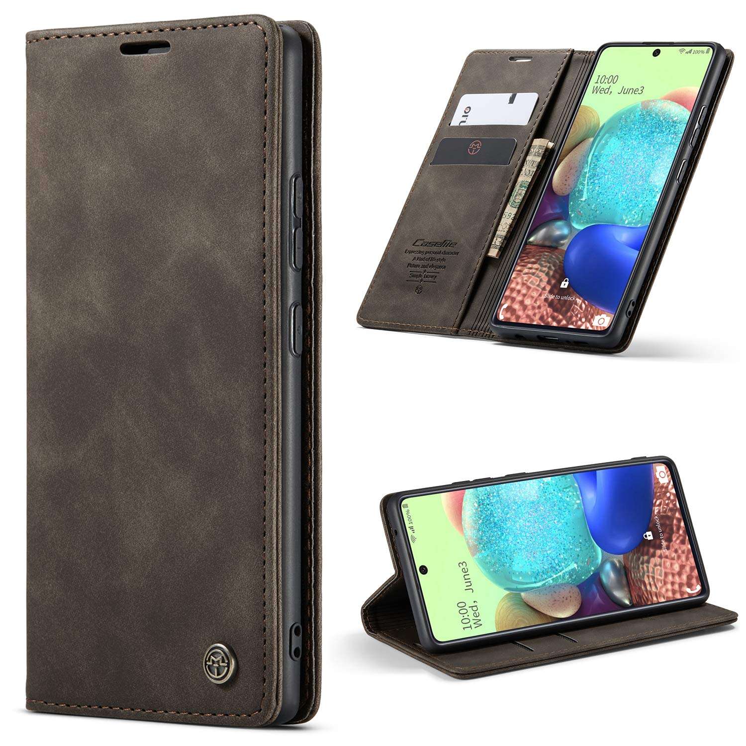 HAII Galaxy Note 20 Case, Flip Fold Leather Wallet Case with Credit Card Slot and Kickstand Magnetic Closure Protective Cover for Samsung Galaxy Note 20 (Coffee) 1