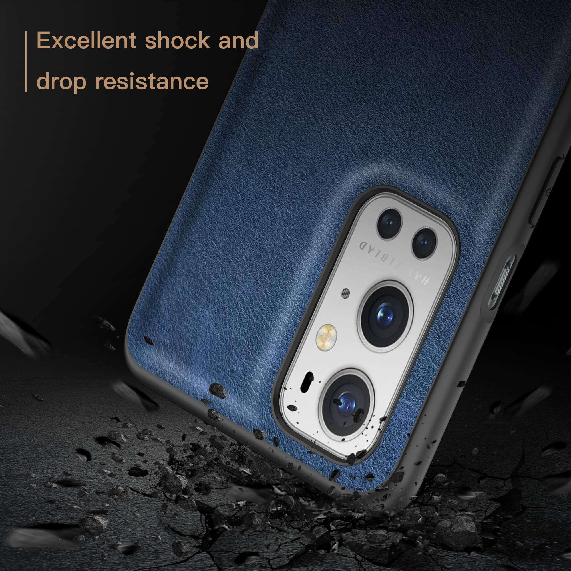anccer Compatible with Oneplus 9 Pro Case, Elegant Leather Three-Layer Back with Soft Silicone Edge Shockproof Protective Cover (Blue) 6